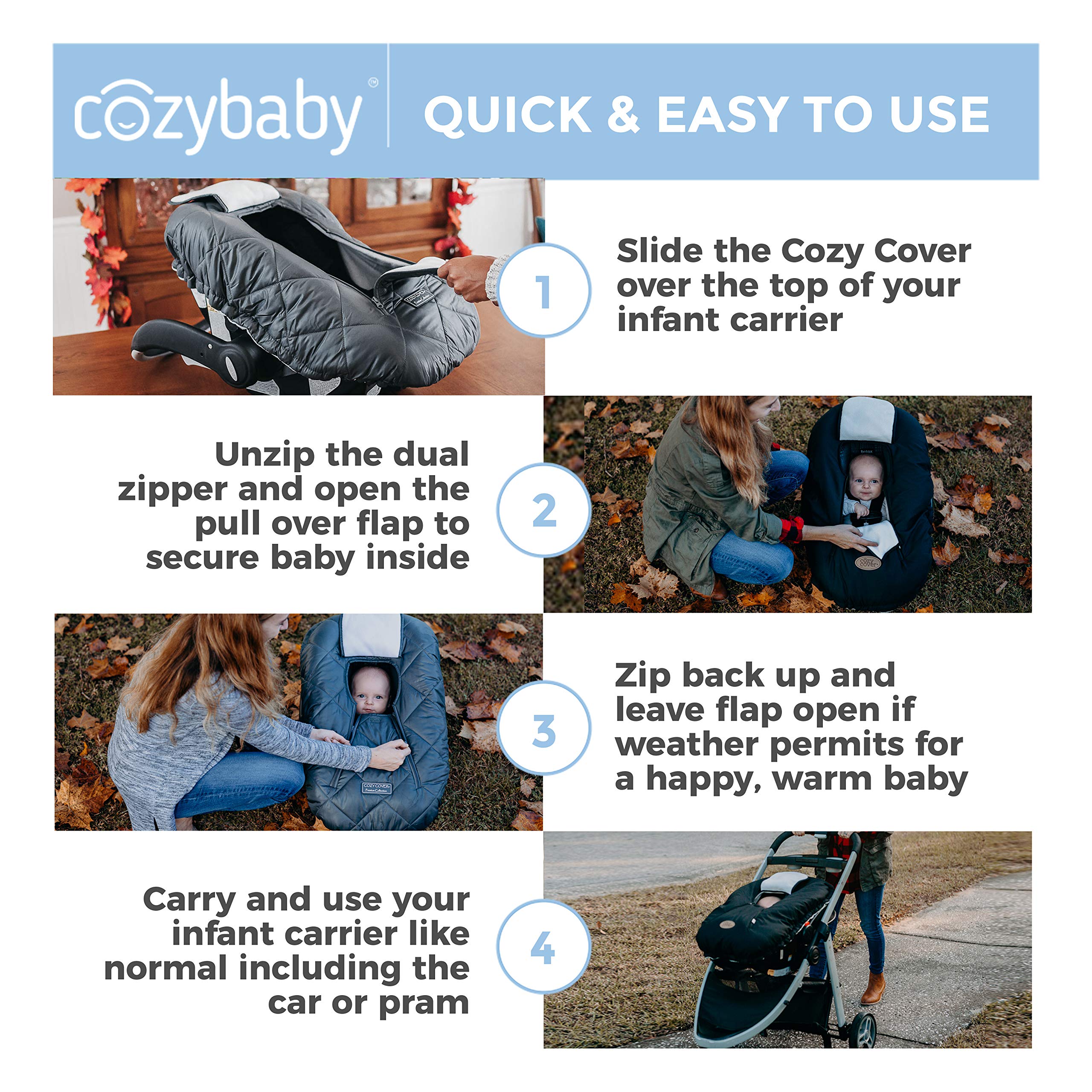 Foto 4 pulgar | Funda De Asiento De Coche Para Bebés, Acogedora, Gris, Resistente A La Intemperie - Venta Internacional.