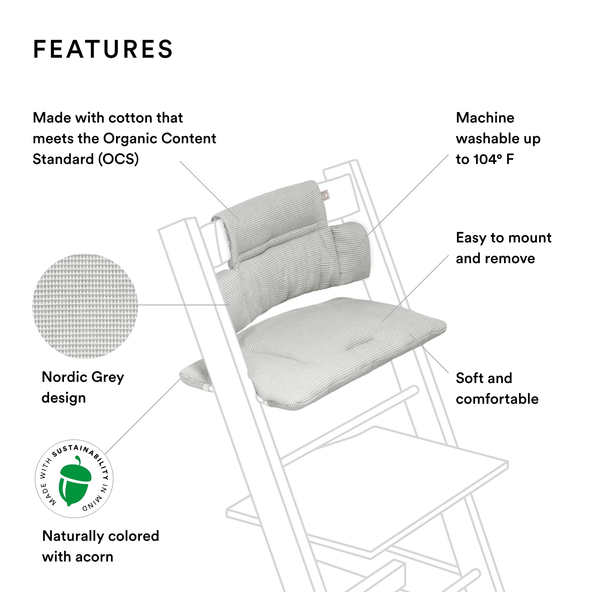 Foto 2 | Cojín Stokke Tripp Trapp Classic Nordic Grey - Venta Internacional.