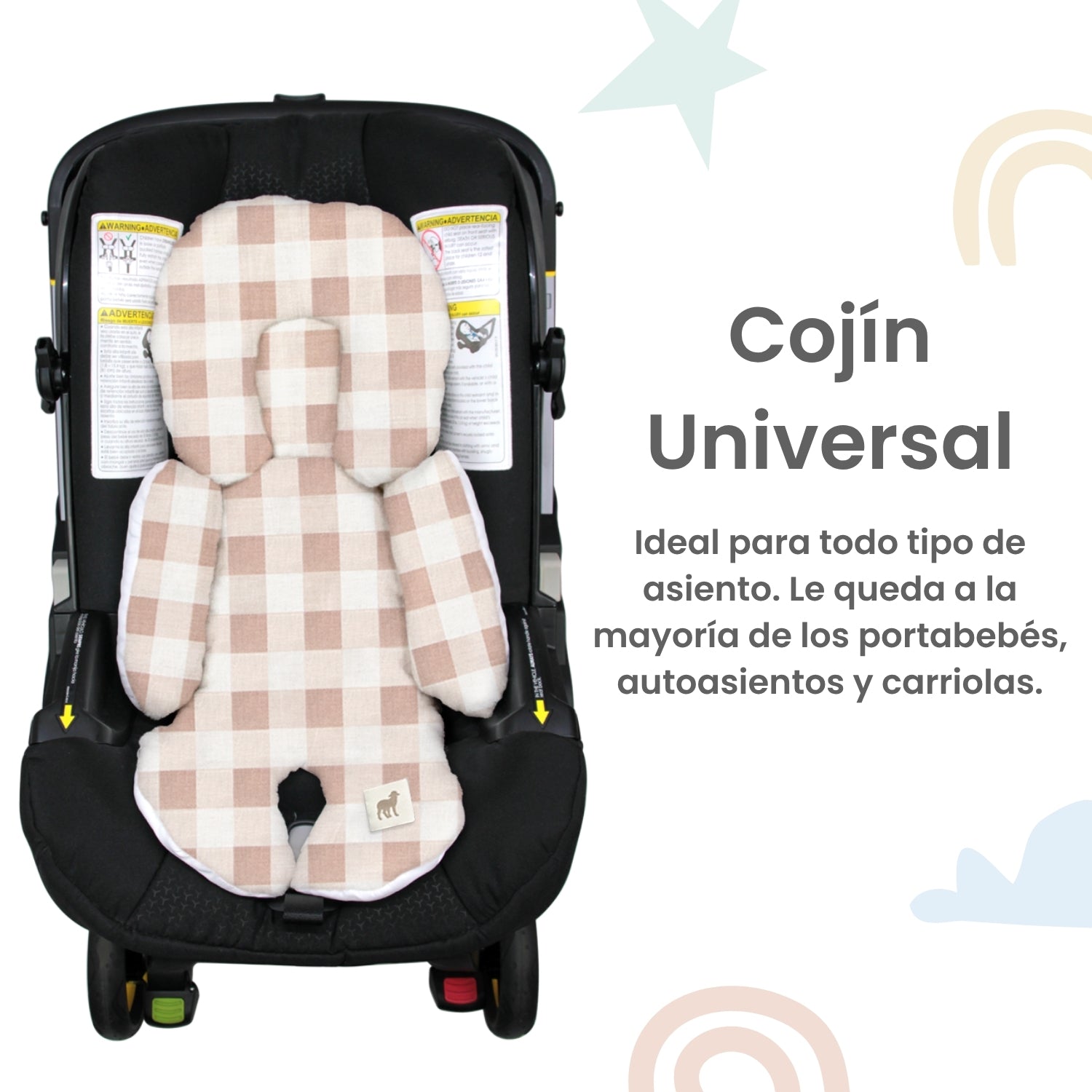 Foto 5 pulgar | Cojín Posicionador Nap Baby Para El Porta Bebé O Cojin Antireflujo Para Carreola O Autoasiento - Gingham Beige