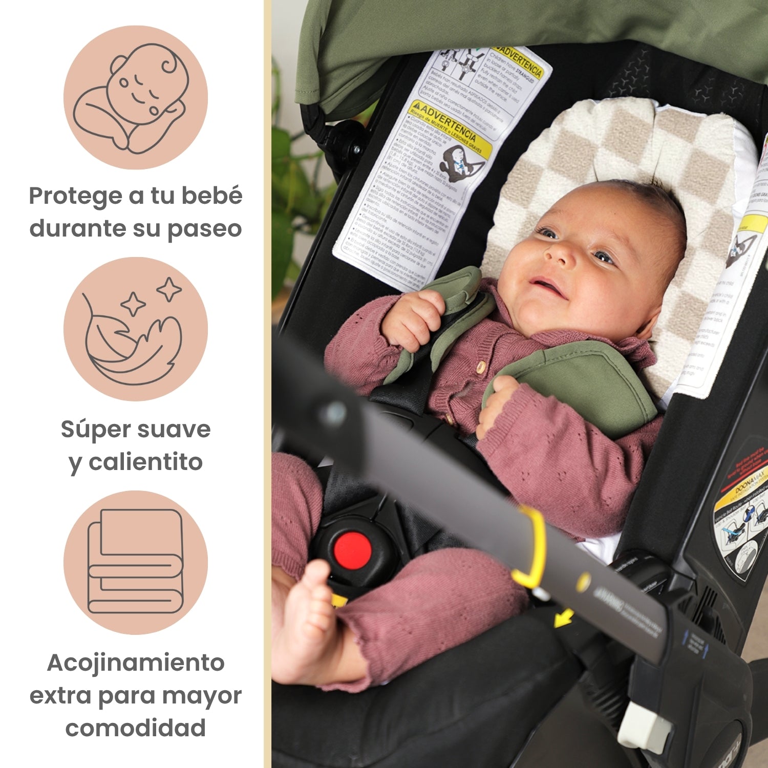Foto 3 pulgar | Cojín Posicionador Nap Baby Para El Porta Bebé O Cojin Antireflujo Para Carreola O Autoasiento - Cuadritos