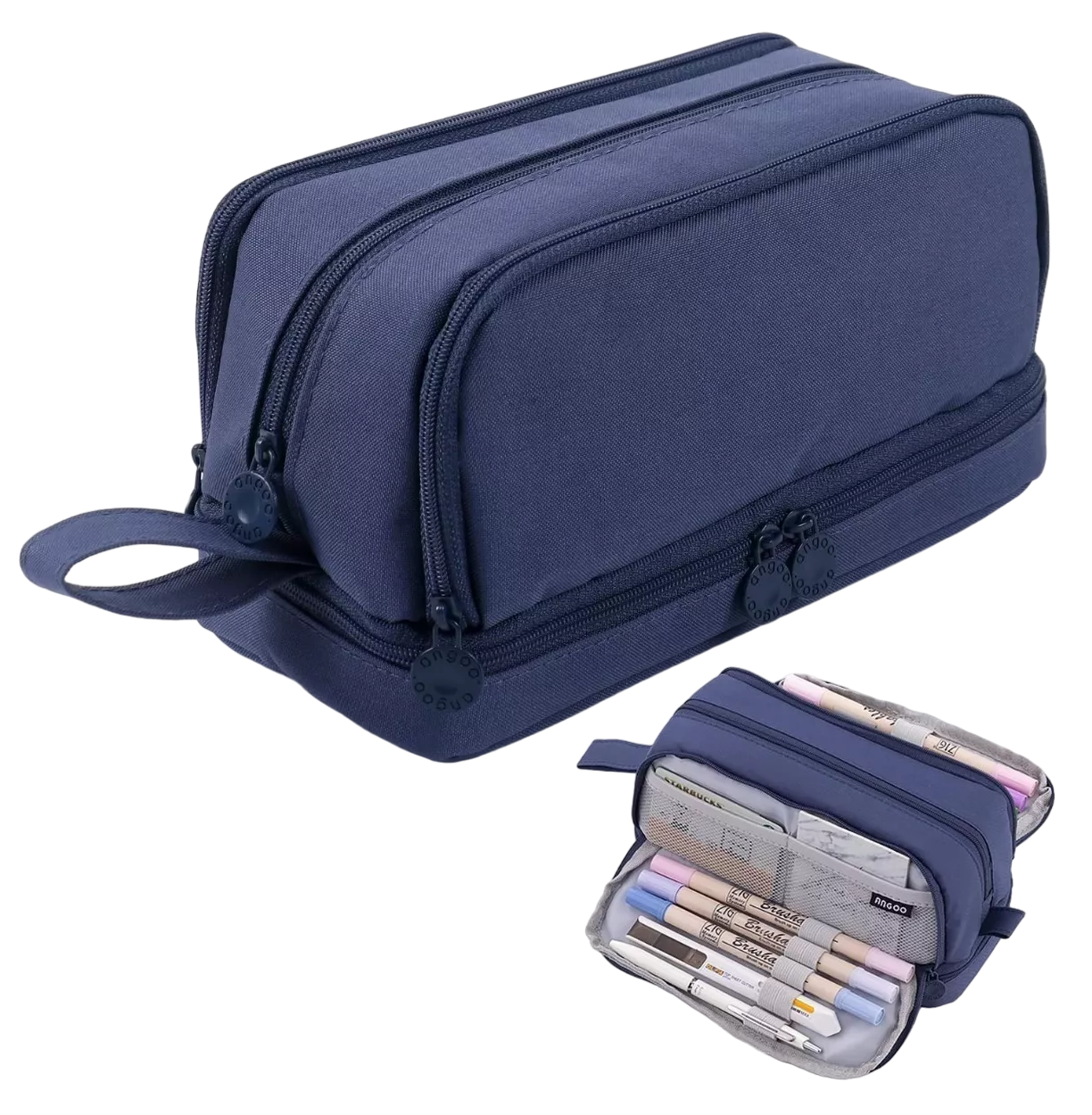 Foto 3 pulgar | Estuche Para Lápices De Gran Capacidad Con 4 Compartimentos Azul