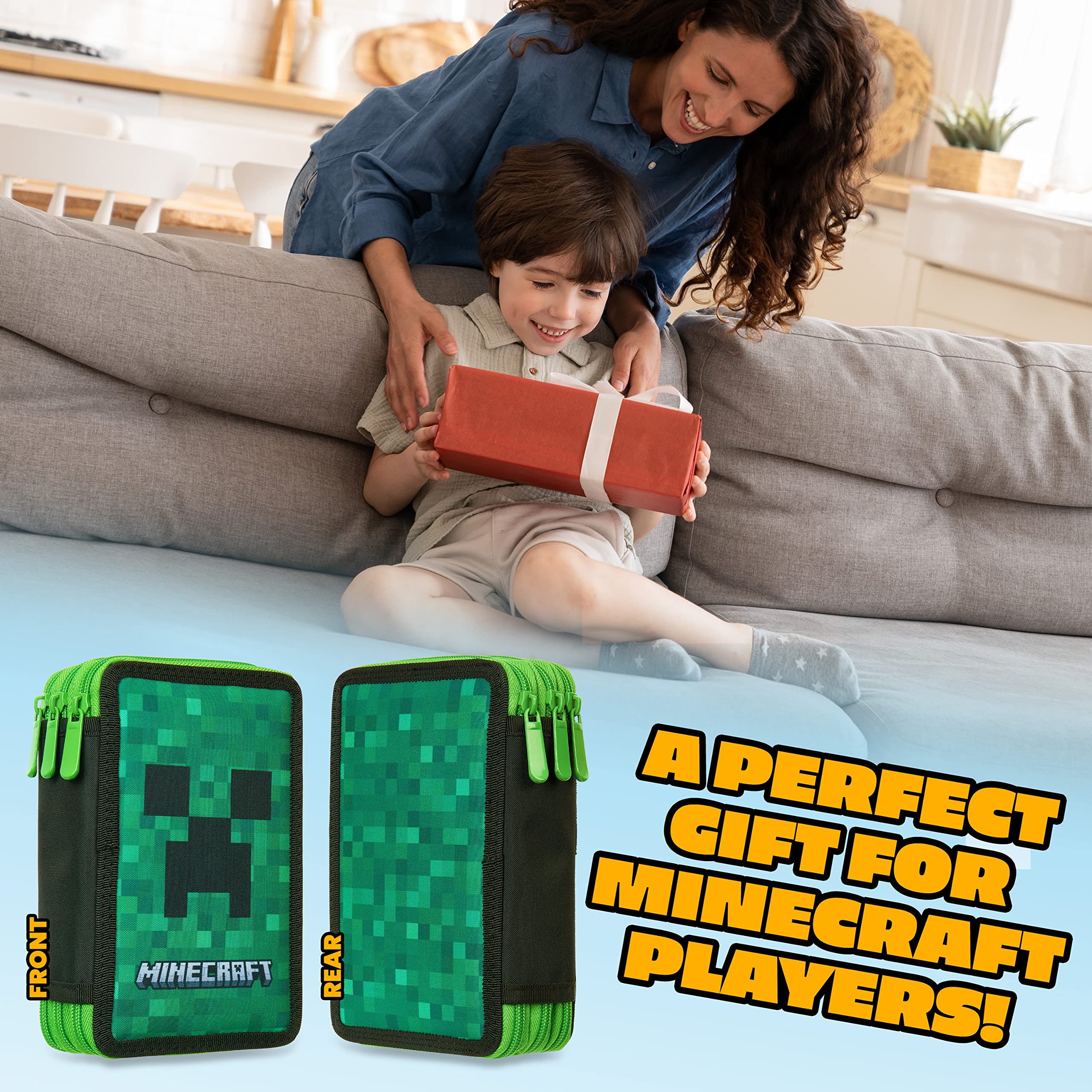 Foto 3 pulgar | Estuche Para Lápices Con Relleno De Minecraft Y Papelería Para Niños, Color Verde - Venta Internacional.