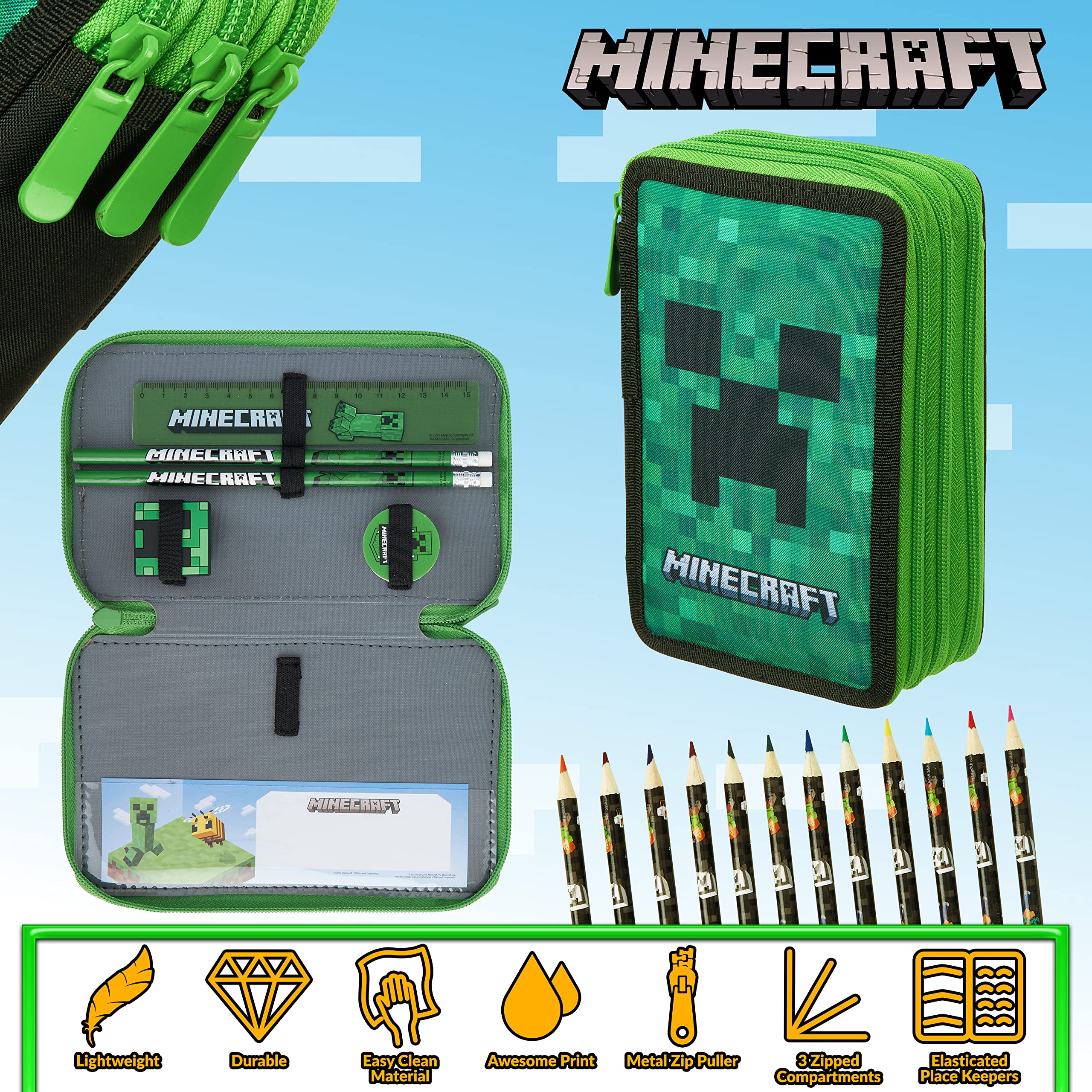 Foto 4 pulgar | Estuche Para Lápices Con Relleno De Minecraft Y Papelería Para Niños, Color Verde - Venta Internacional.