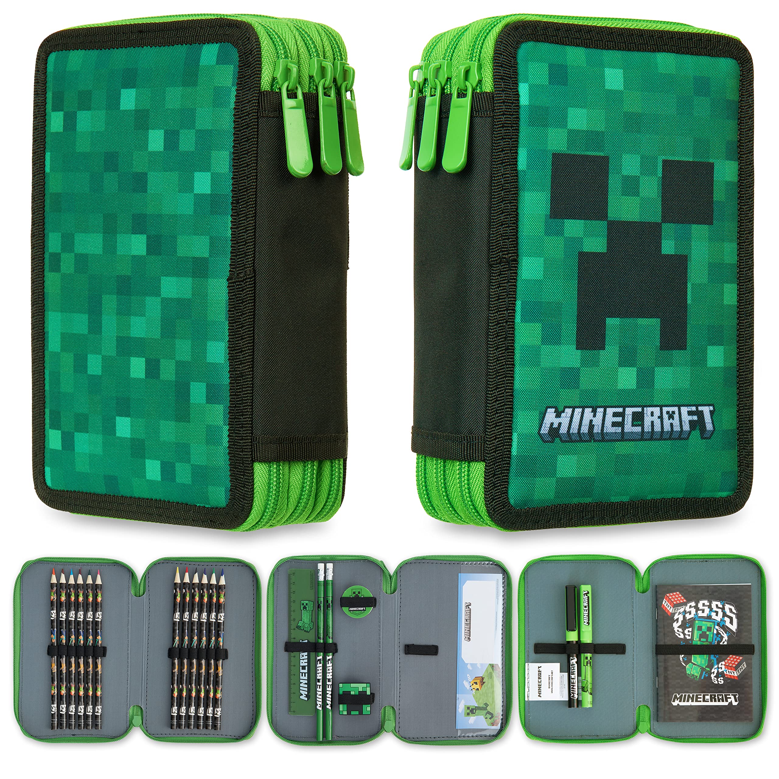 Foto 8 pulgar | Estuche Para Lápices Con Relleno De Minecraft Y Papelería Para Niños, Color Verde - Venta Internacional.