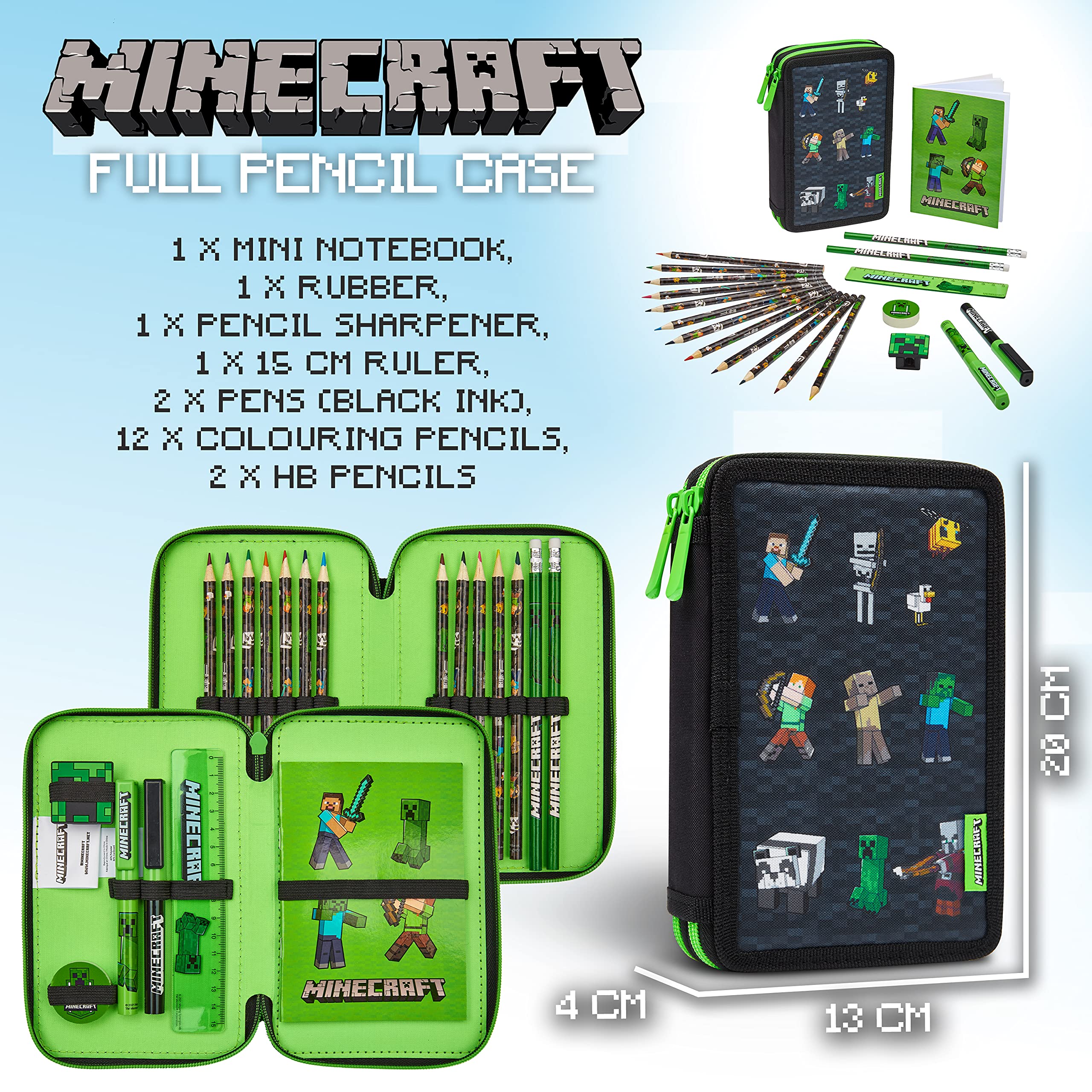Foto 8 pulgar | Estuche Para Lápices Minecraft Children Con Material Escolar De Papelería - Venta Internacional.