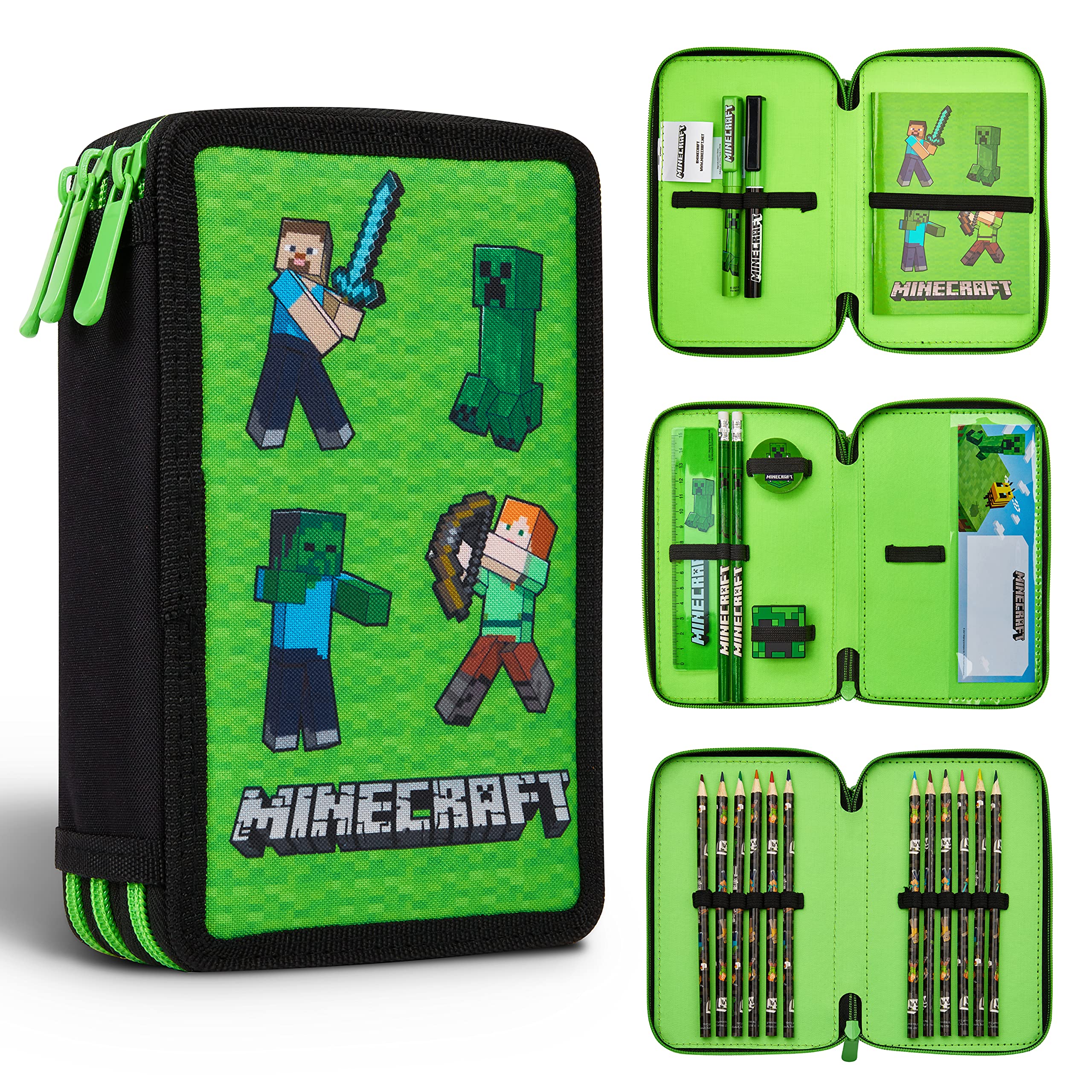 Foto 1 | Estuche Para Lápices Minecraft Para Niños Con Papelería (green Mob) - Venta Internacional.