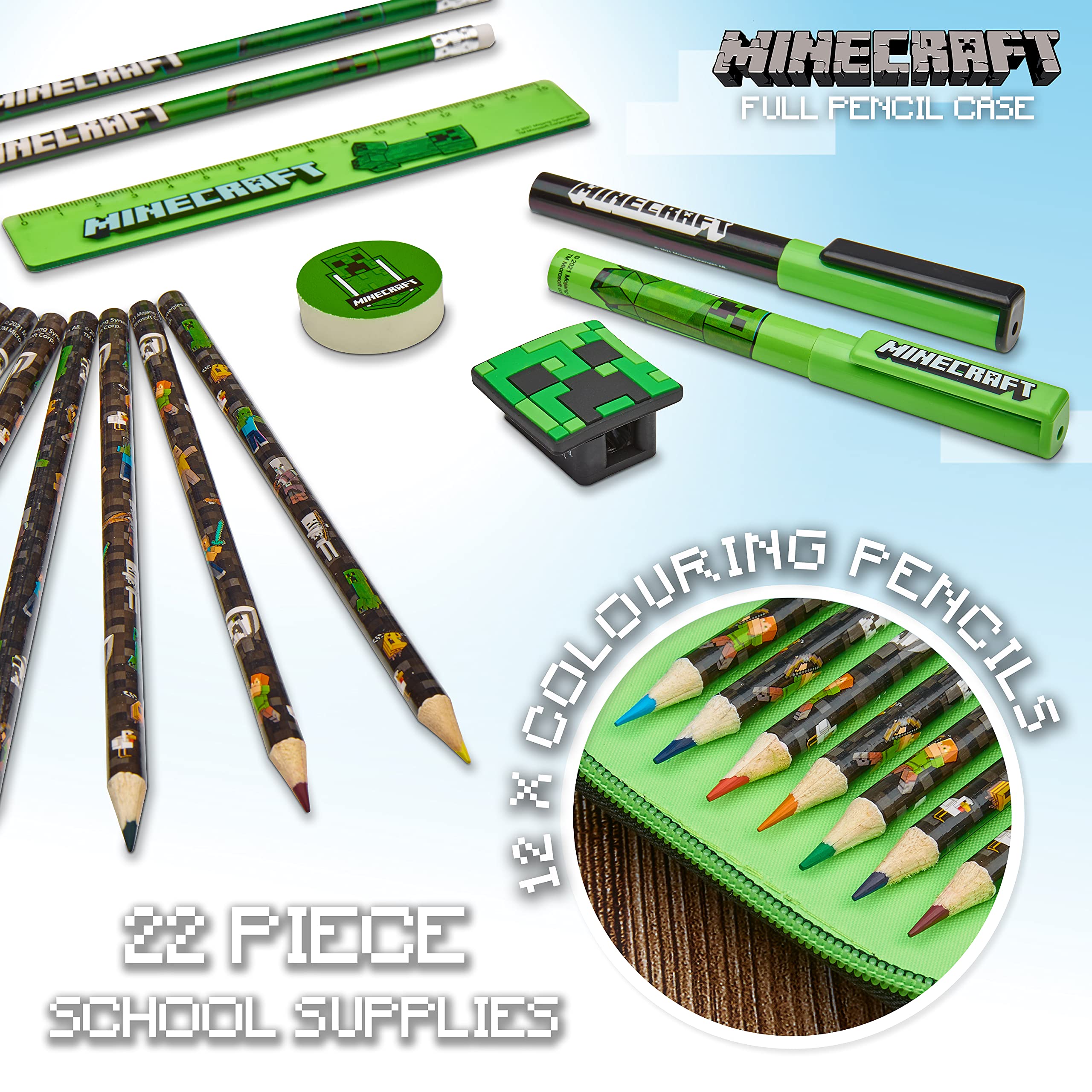 Foto 6 pulgar | Estuche Para Lápices Minecraft Para Niños Con Papelería (green Mob) - Venta Internacional.