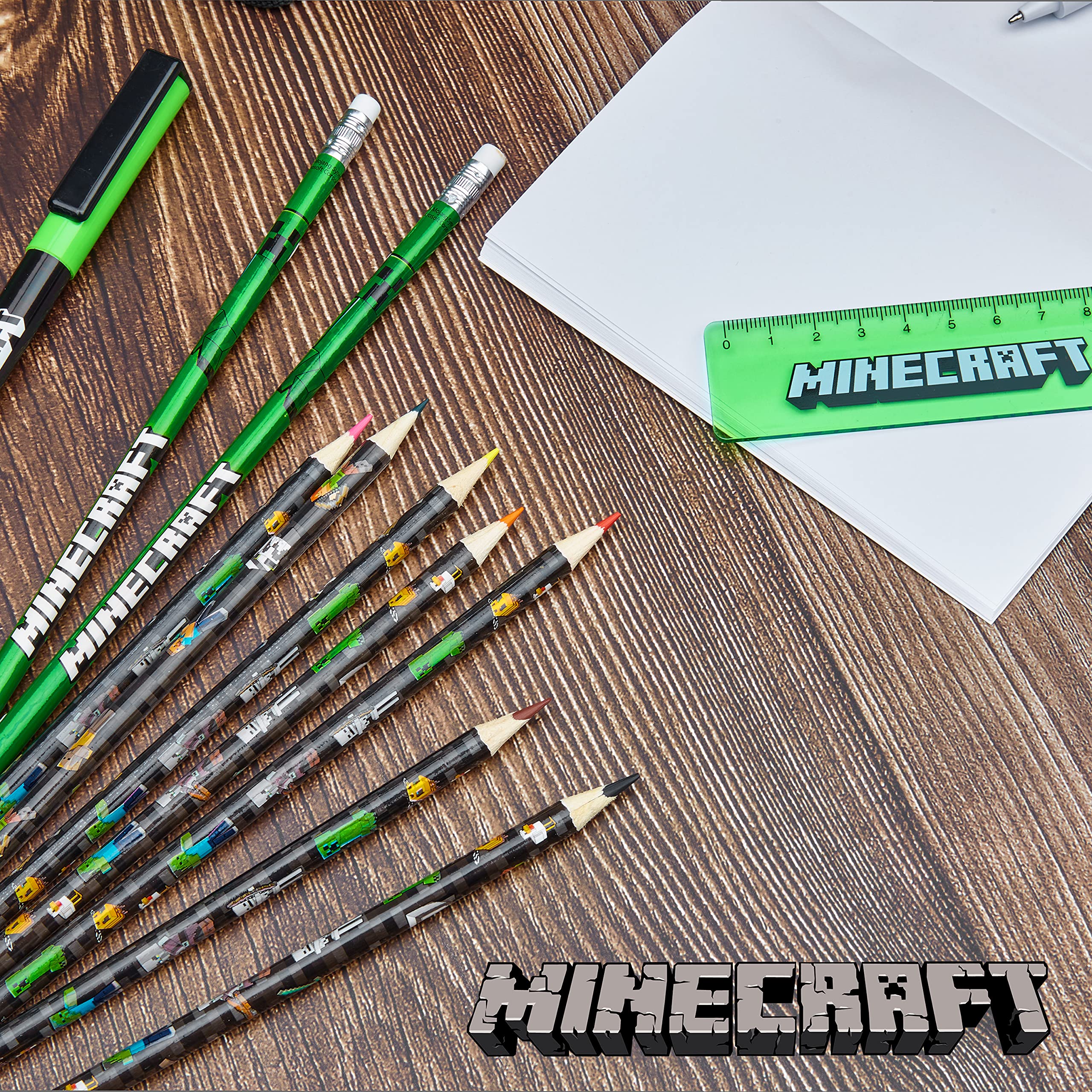 Foto 7 | Estuche Para Lápices Minecraft Para Niños Con Papelería (green Mob) - Venta Internacional.