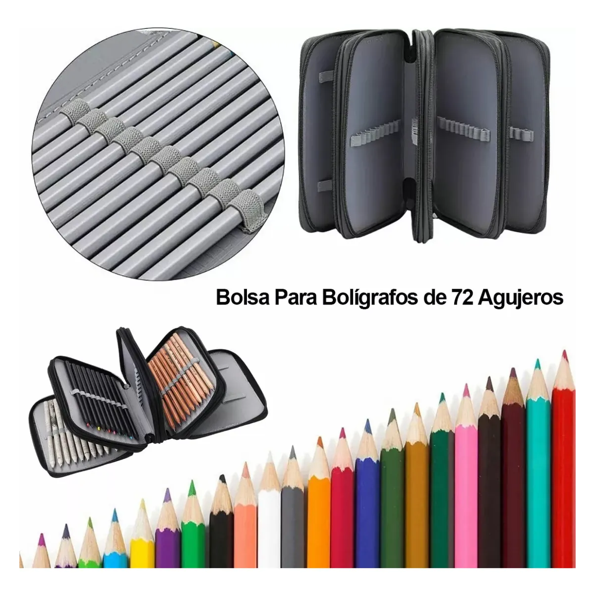 Foto 5 pulgar | Organizador Para 72 Lápices De Colores Lapiceras Estuche Lab.g Negro