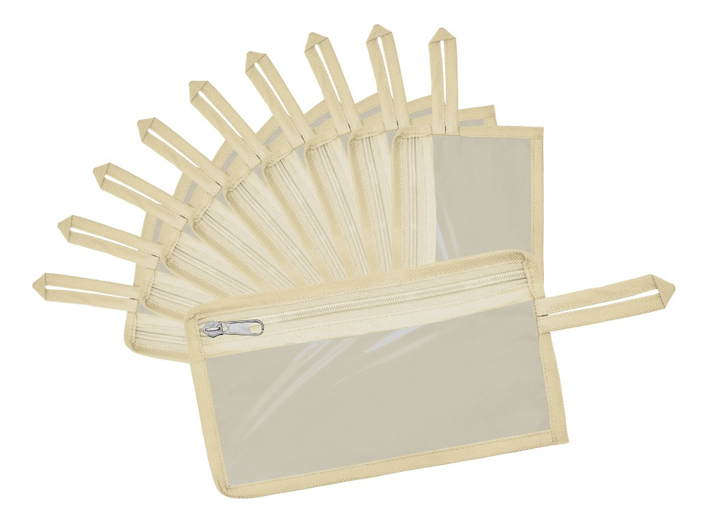 Estuche Escolar Cosmetiquera Transparente Estucheras 50 Pzs Beige