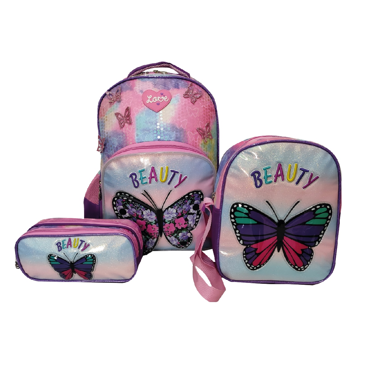 Set De Mochila Escolar,  Tr Btf02 Butterfly,  Lonchera Y Lapicera $699