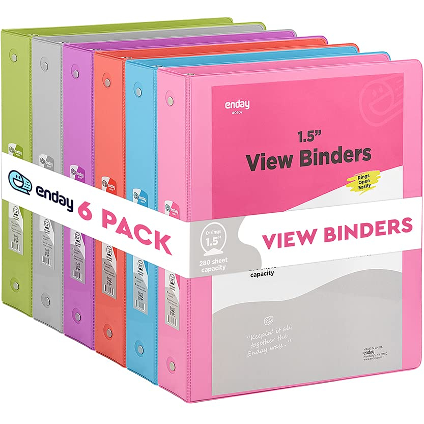 Funda Transparente Binder Enday De 3 Anillas, 1.5 Pulgadas, 6 Unidades, Multicolor - Venta Internacional.