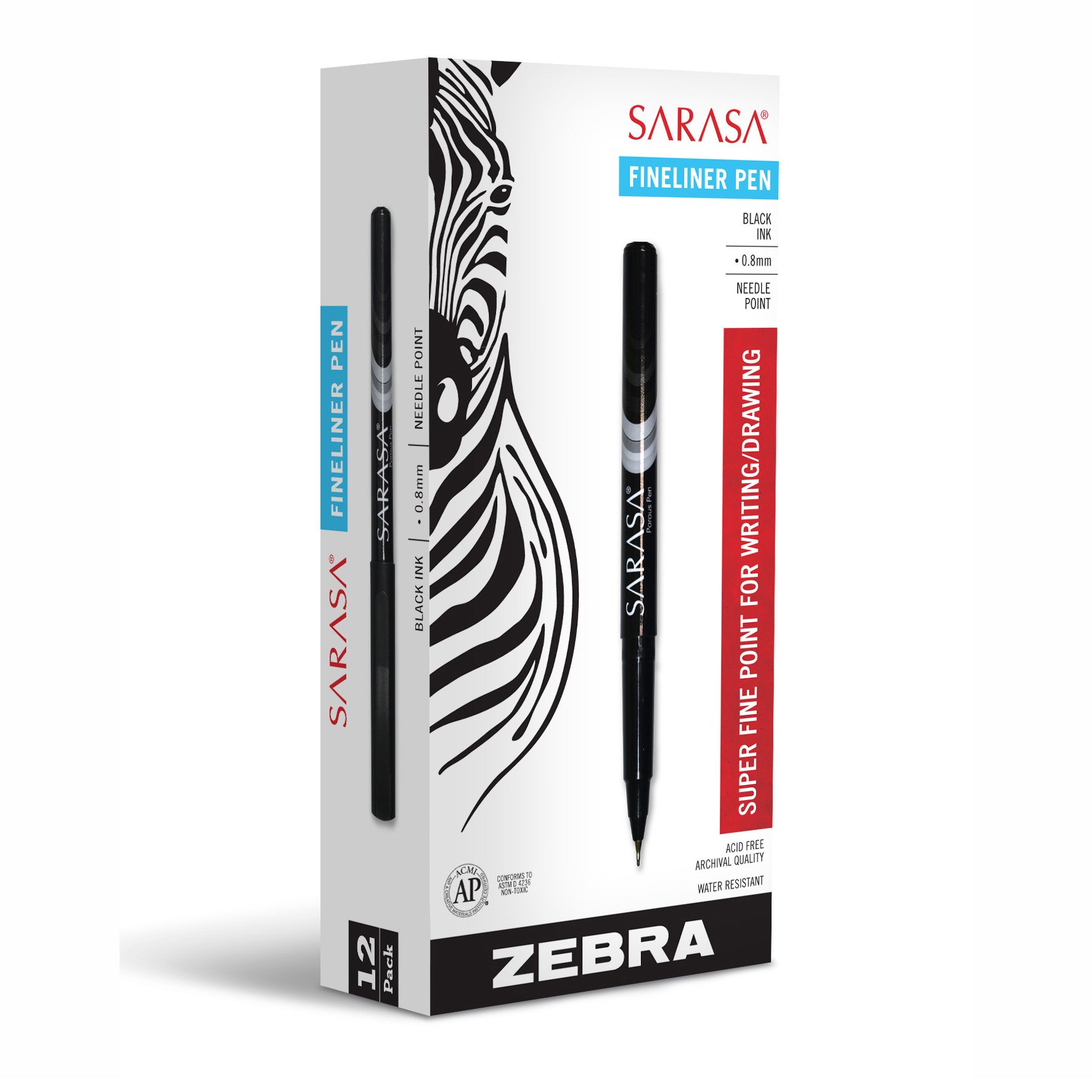 Bolígrafo Zebra Sarasa Fine Liner Zeb66110 Negro Paquete de 12 - Venta Internacional