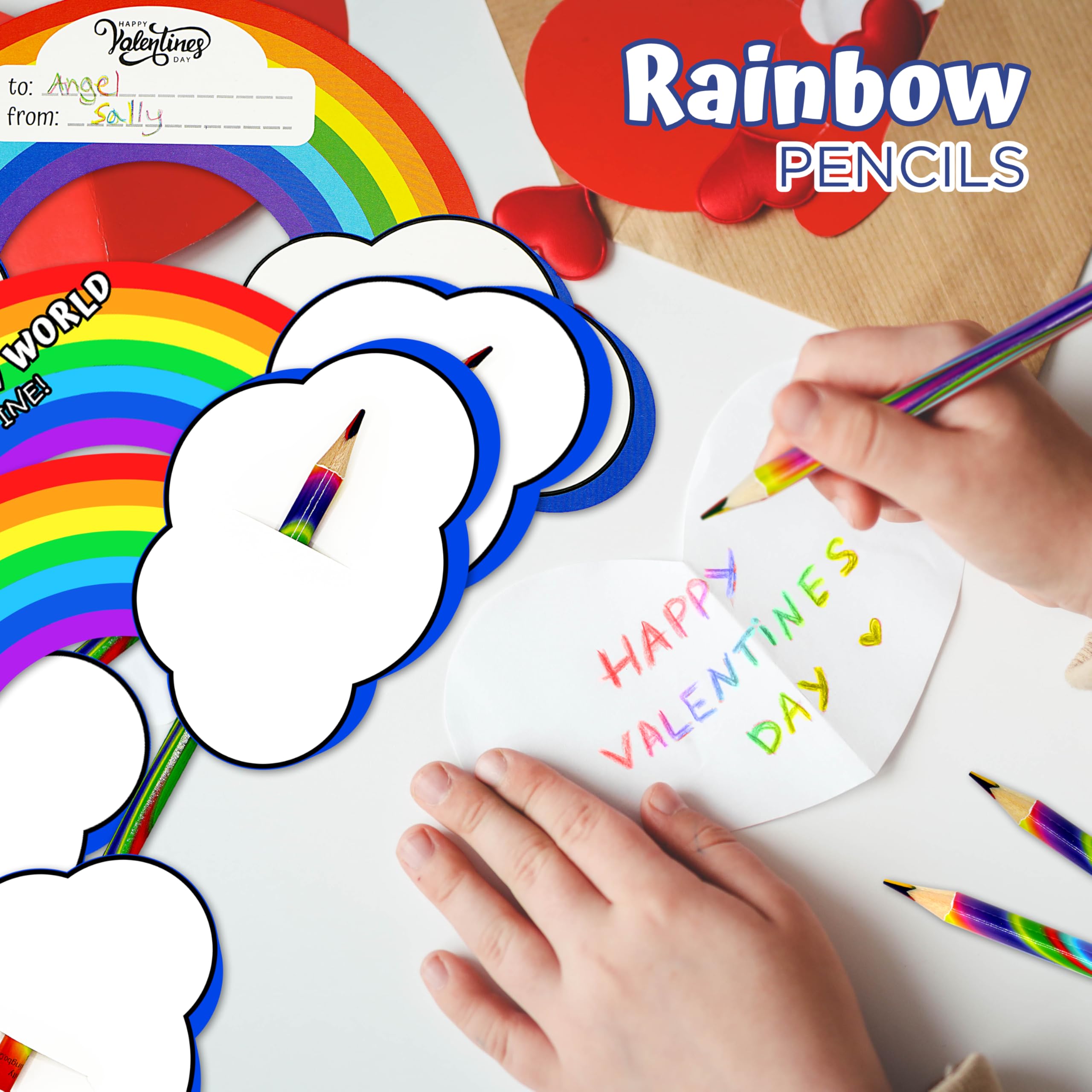 Foto 2 | Set De 36 Lápices 4e's Novelty Rainbow Para El Día De San Valentín - Venta Internacional.