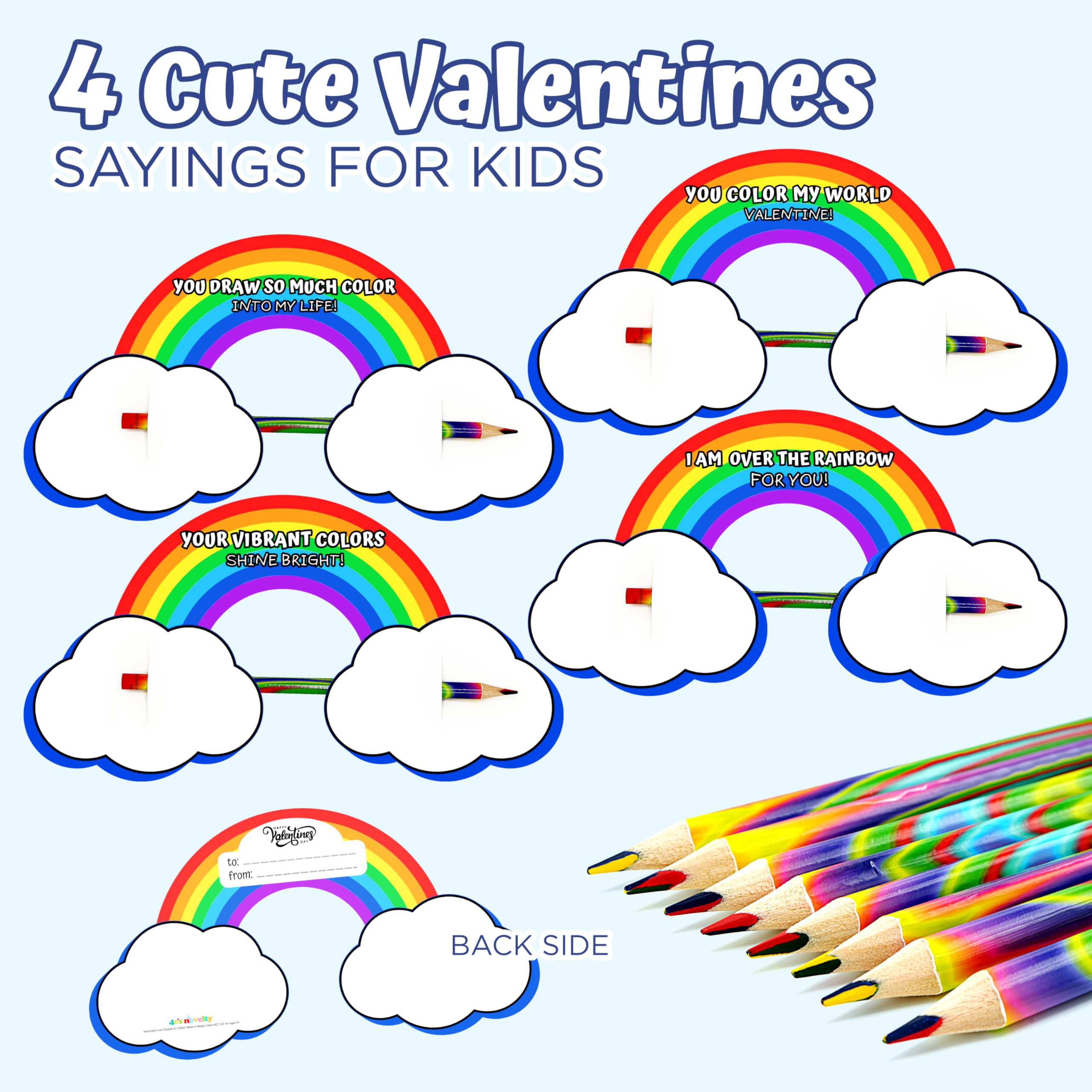 Foto 4 pulgar | Set De 36 Lápices 4e's Novelty Rainbow Para El Día De San Valentín - Venta Internacional.