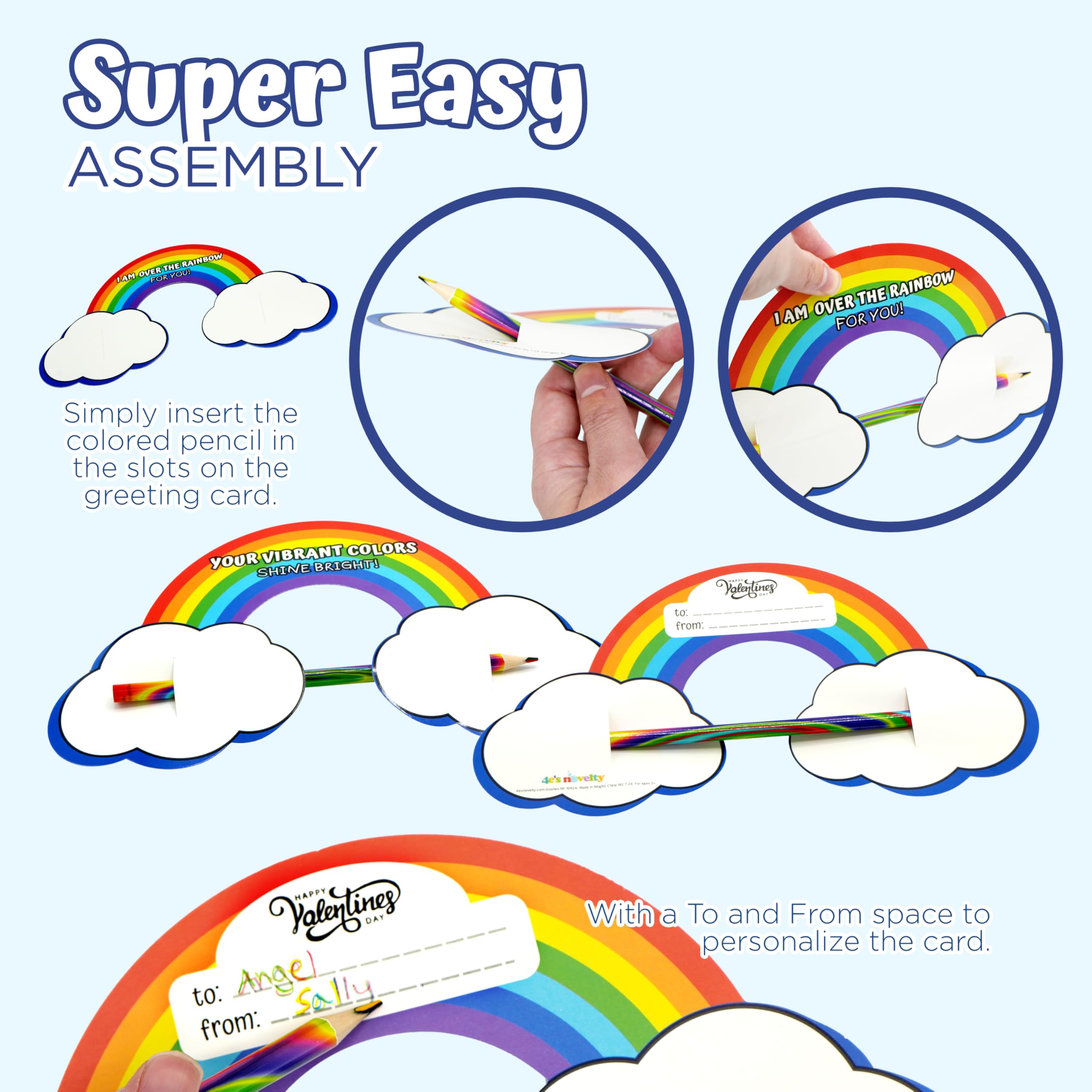 Foto 5 | Set De 36 Lápices 4e's Novelty Rainbow Para El Día De San Valentín - Venta Internacional.