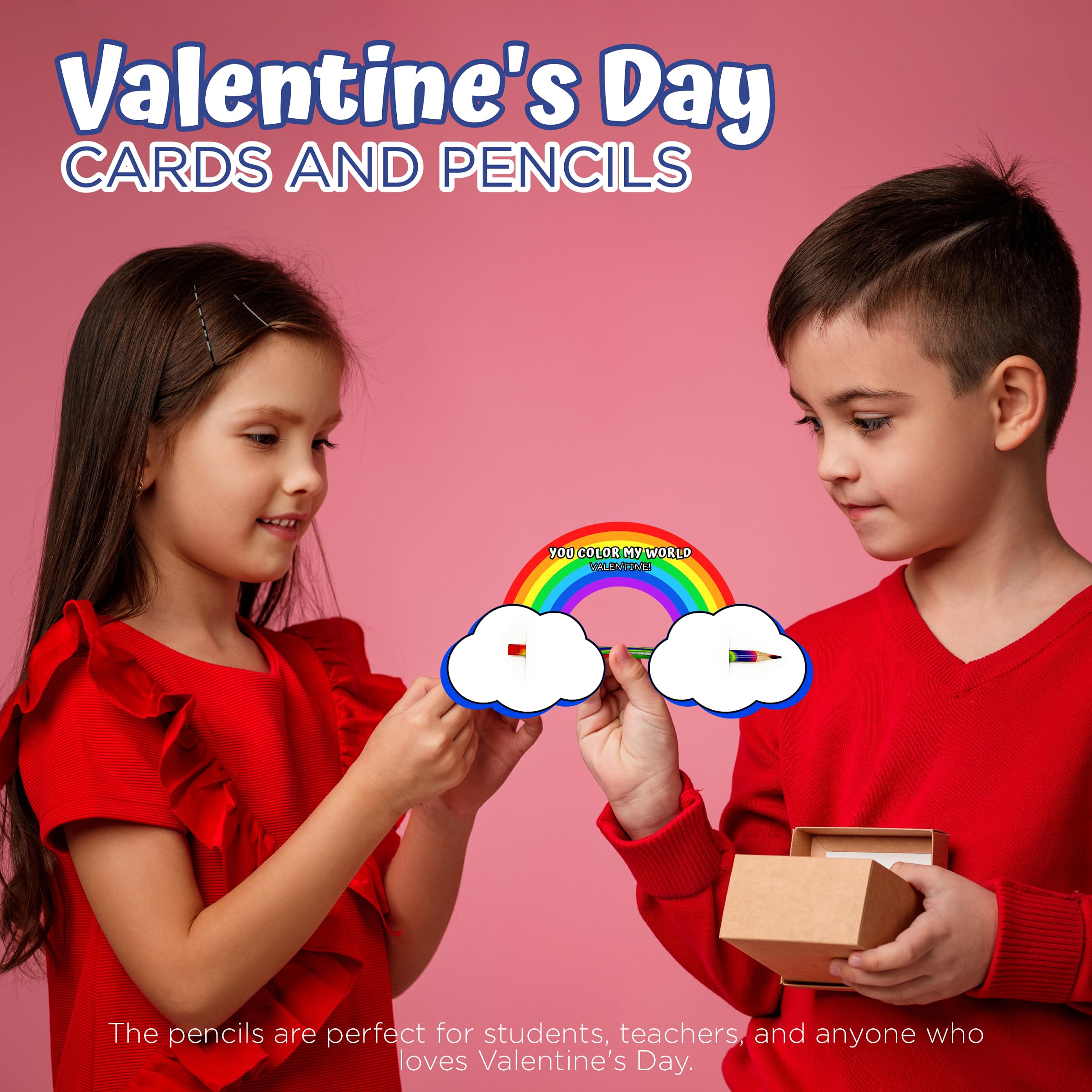 Foto 7 | Set De 36 Lápices 4e's Novelty Rainbow Para El Día De San Valentín - Venta Internacional.