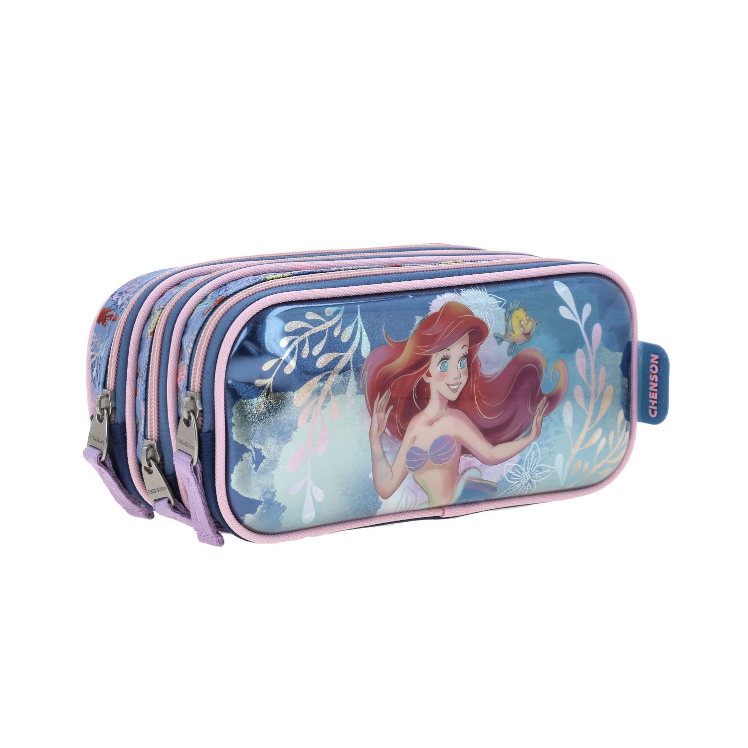 Foto 7 pulgar | Lapicera Estuche Chenson Triple Cierre Disney Princesas Ariel Pr70154-9 Agry