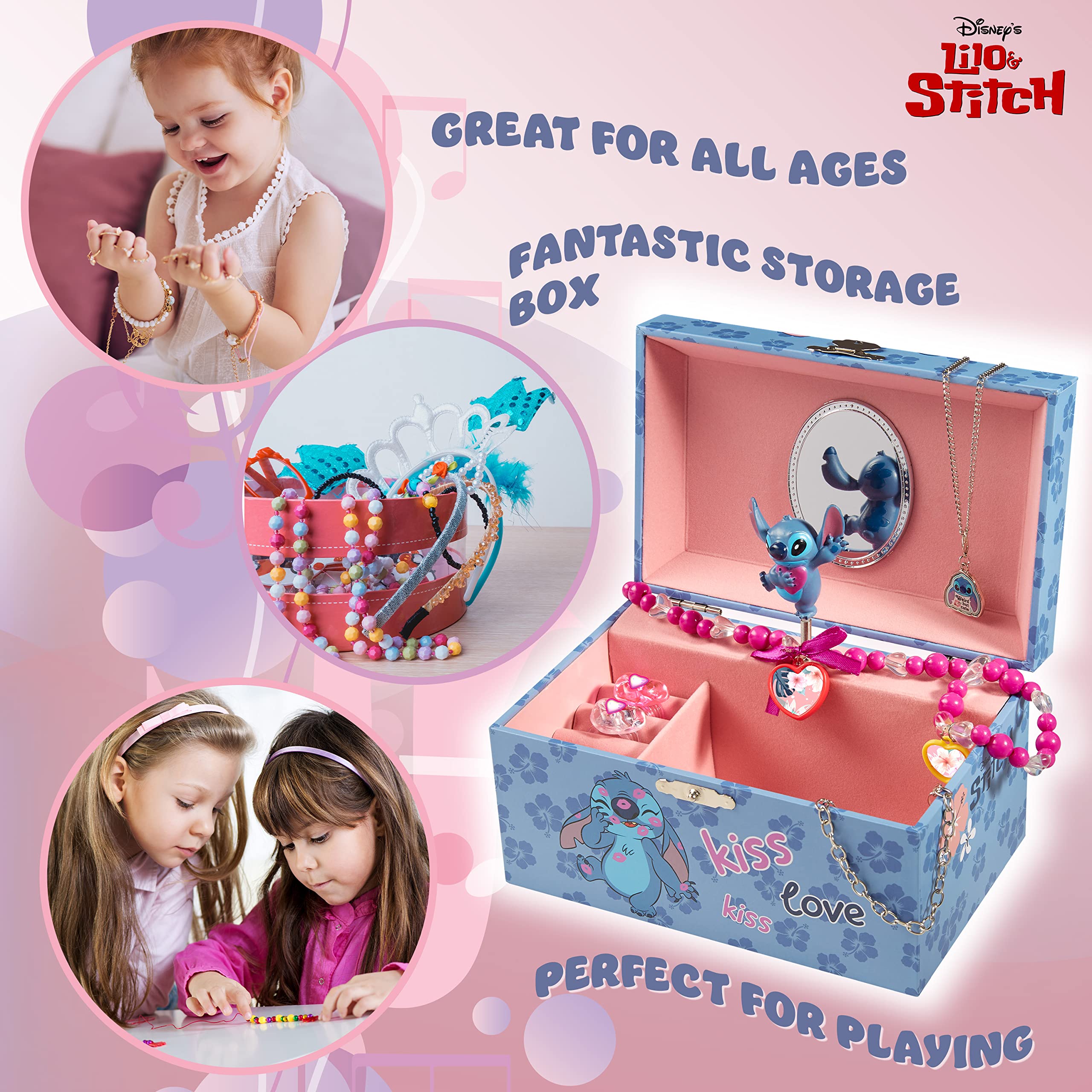 Foto 4 pulgar | Joyero Disney Stitch Musical Para Niñas Con Función Musical - Venta Internacional.