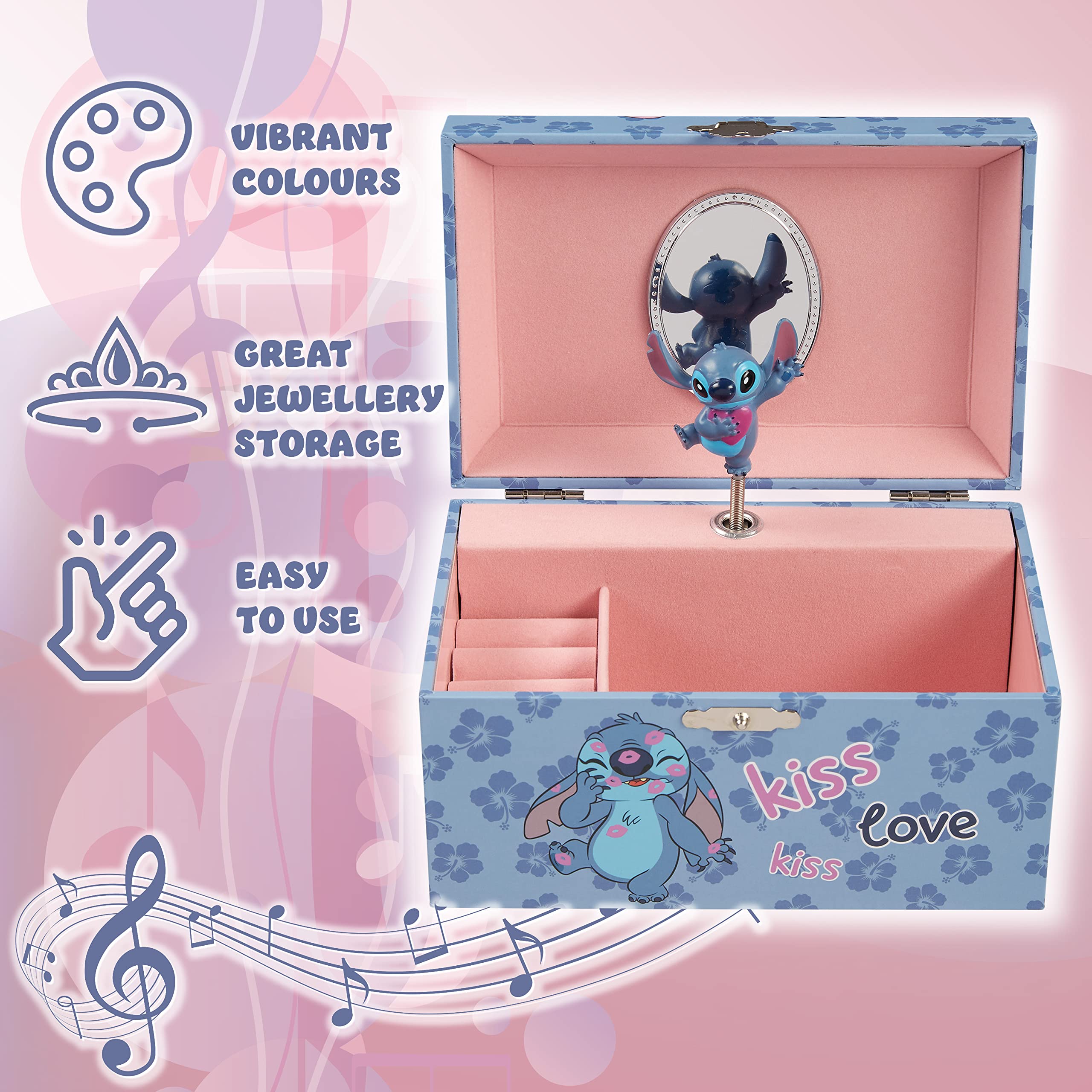 Foto 5 pulgar | Joyero Disney Stitch Musical Para Niñas Con Función Musical - Venta Internacional.