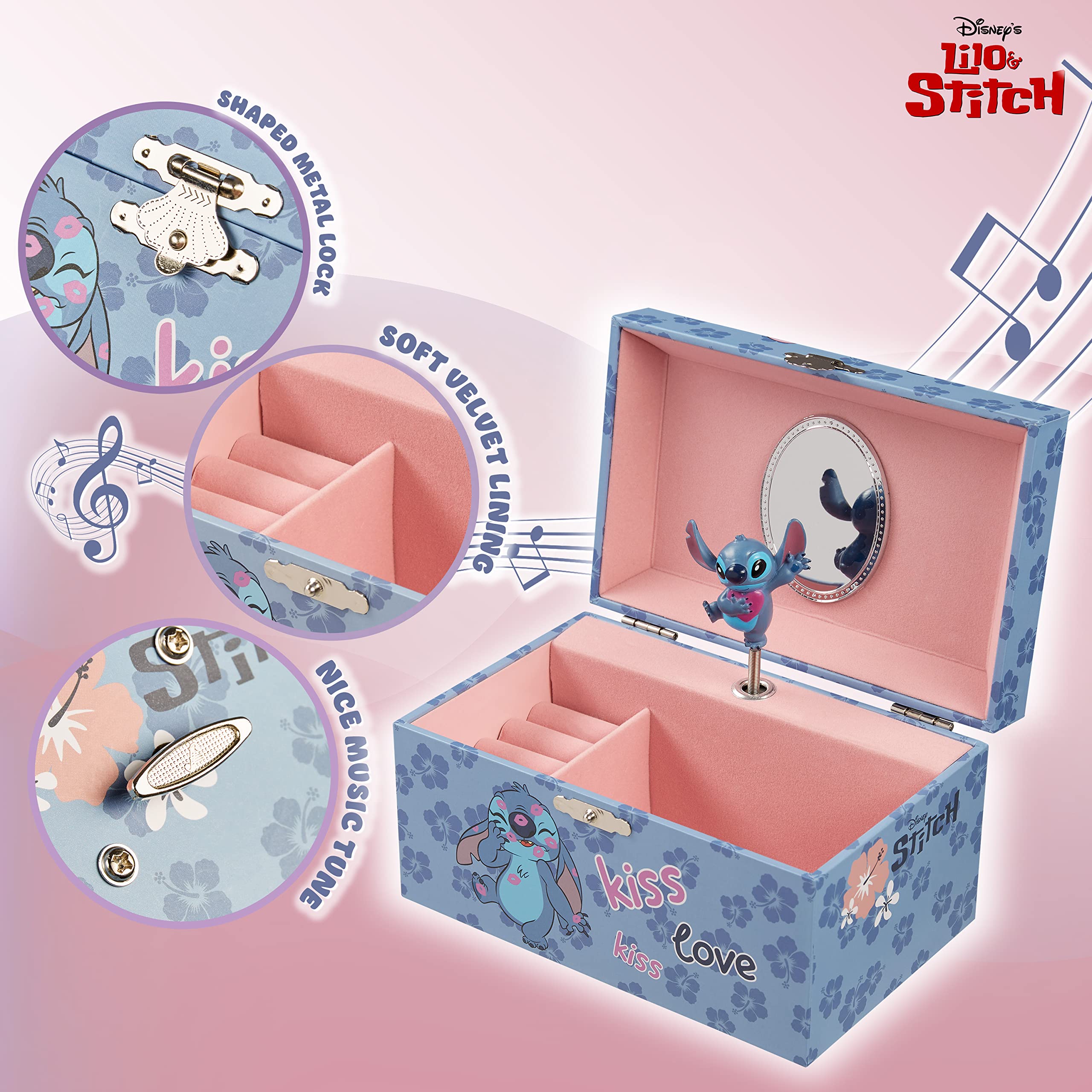 Foto 6 pulgar | Joyero Disney Stitch Musical Para Niñas Con Función Musical - Venta Internacional.