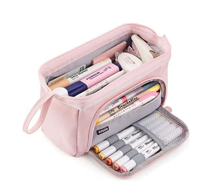 Foto 2 pulgar | Estuche Para Lápices De Lona Rosa De Gran Capacidad Para Adolescentes - Venta Internacional.