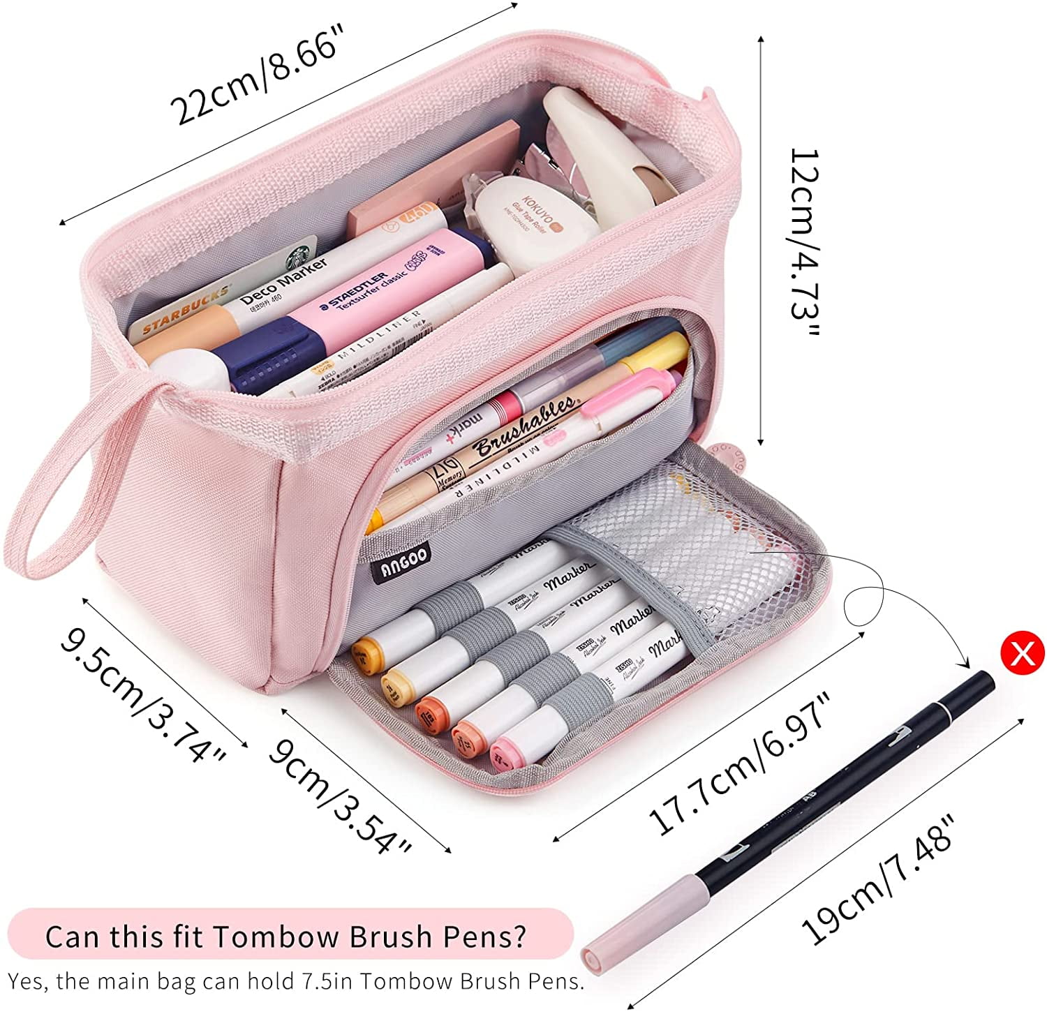 Foto 3 pulgar | Estuche Para Lápices De Lona Rosa De Gran Capacidad Para Adolescentes - Venta Internacional.