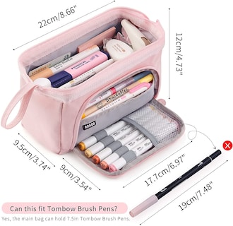 Foto 2 | Estuche Para Lápices De Lona Rosa De Gran Capacidad Para Adolescentes - Venta Internacional.