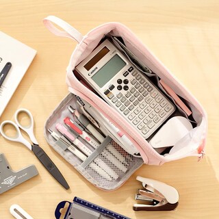 Foto 3 | Estuche Para Lápices De Lona Rosa De Gran Capacidad Para Adolescentes - Venta Internacional.