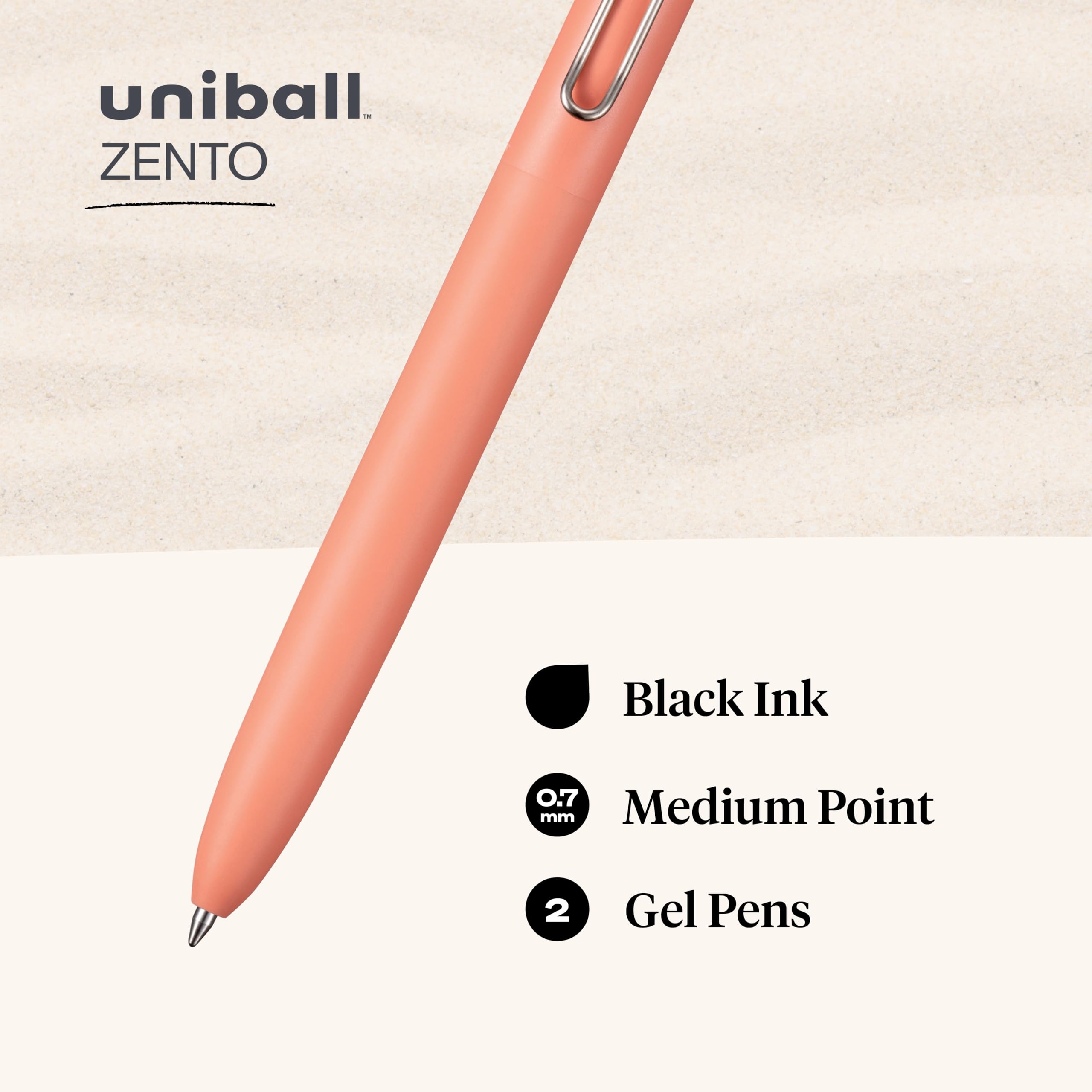 Foto 3 pulgar | Bolígrafos De Tinta De Gel Uni-ball Zento De 0,7 Mm, 2 Unidades, Color Negro, Tamaño Mediano - Venta Internacional.