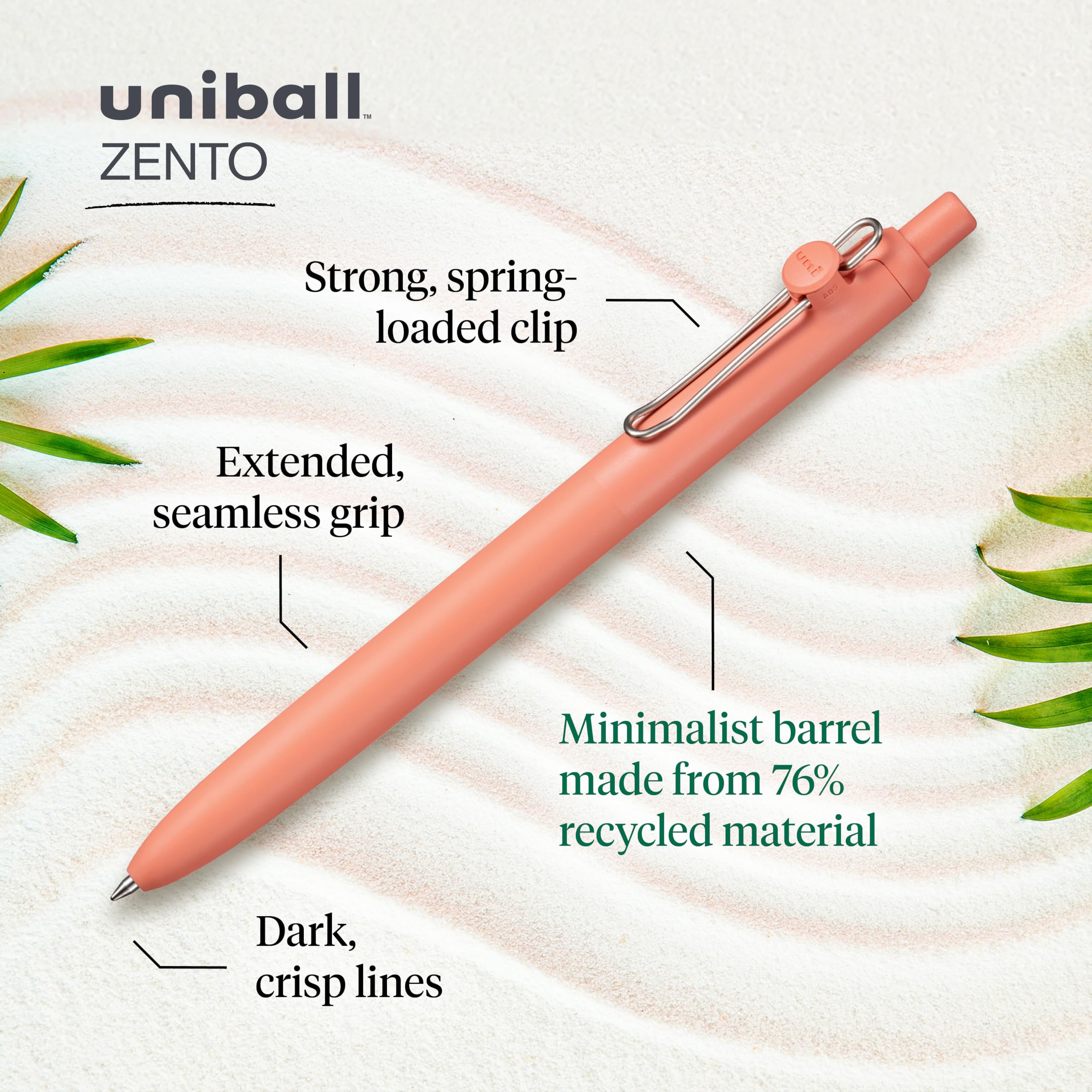 Foto 3 | Bolígrafos De Tinta De Gel Uni-ball Zento De 0,7 Mm, 2 Unidades, Color Negro, Tamaño Mediano - Venta Internacional.