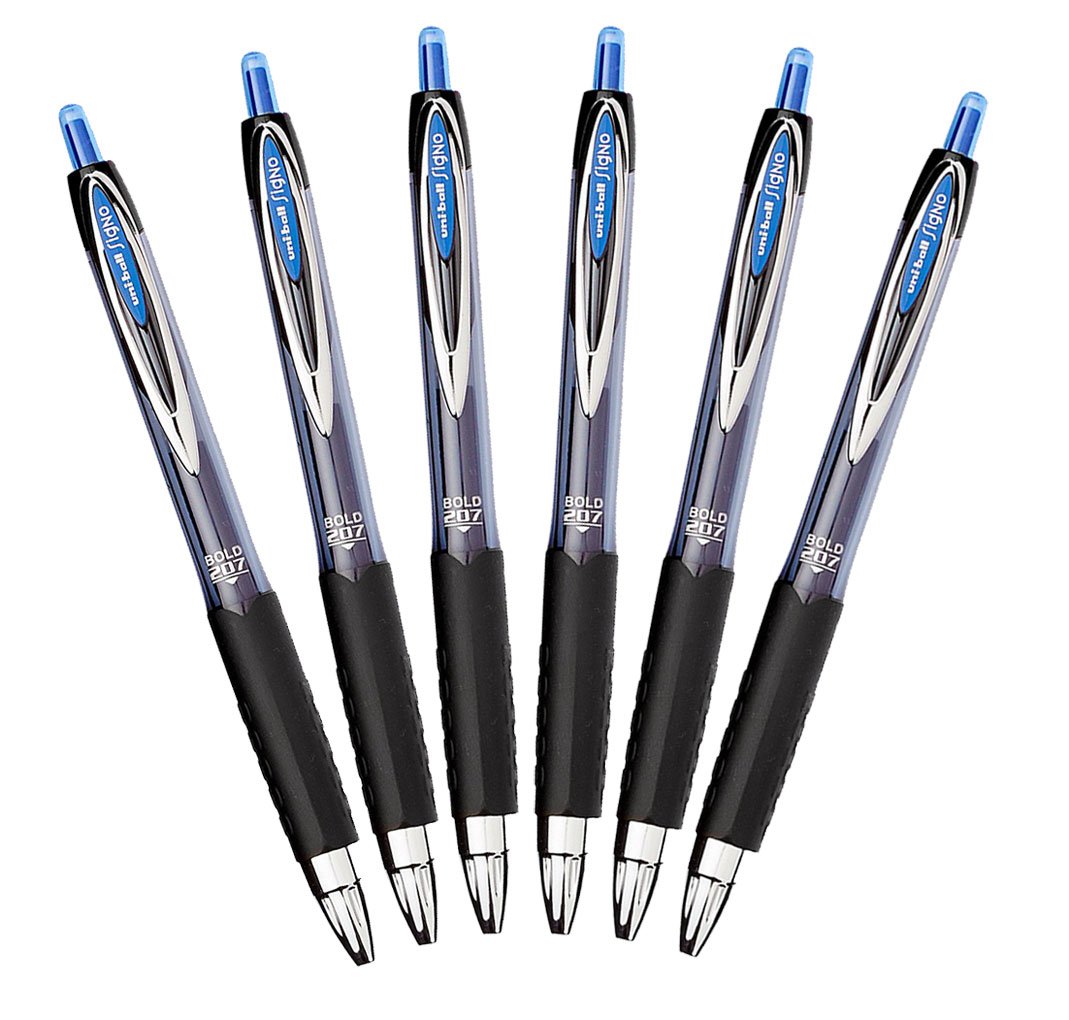 Bolígrafo De Gel Uni-ball Signo 207 Retráctil De 1 Mm, Azul, Paquete De 6 - Venta Internacional.