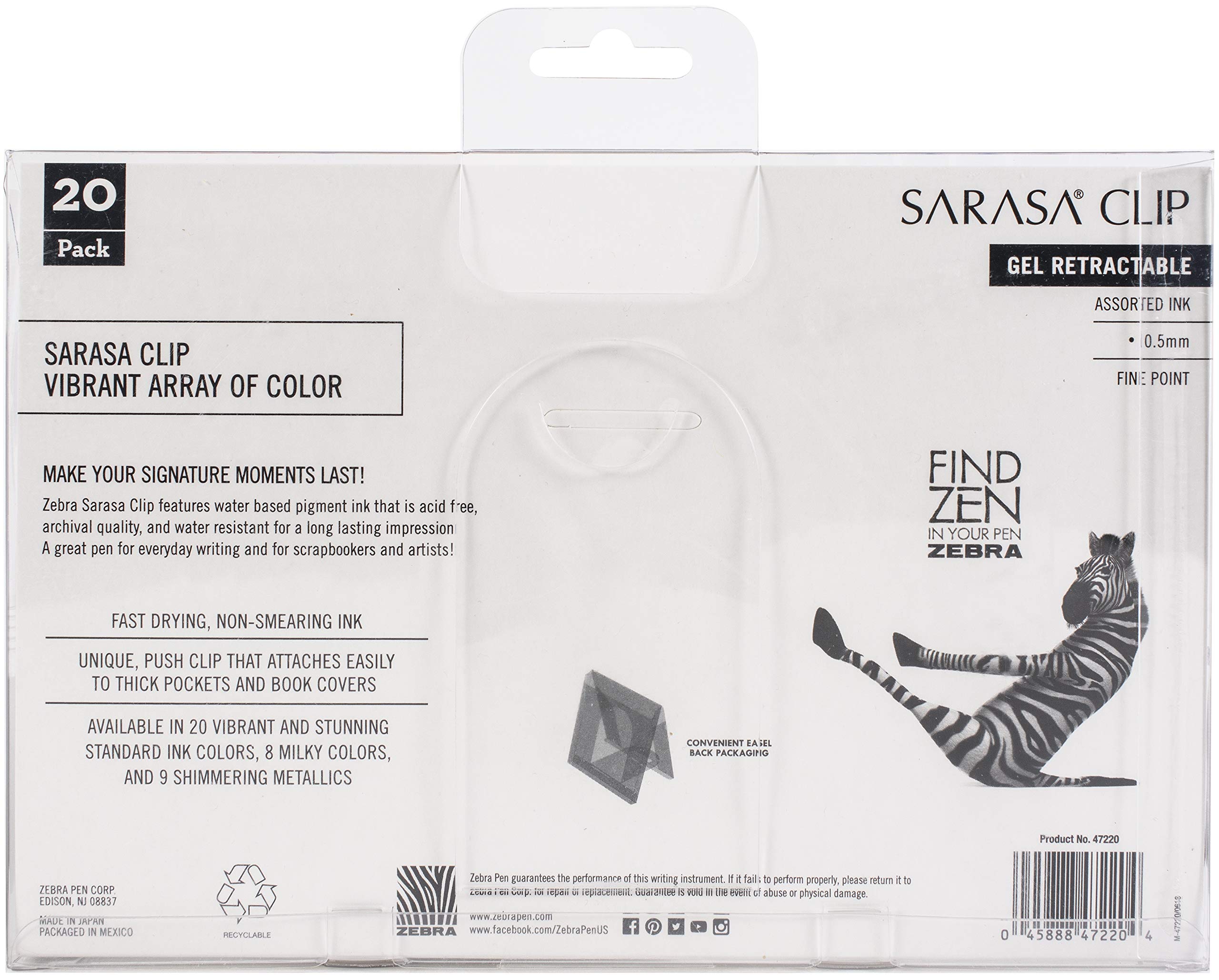Foto 5 pulgar | Bolígrafo De Gel Zebra Pen Sarasa Clip Retráctil De 0,5 Mm, Fino, Paquete De 20 - Venta Internacional.