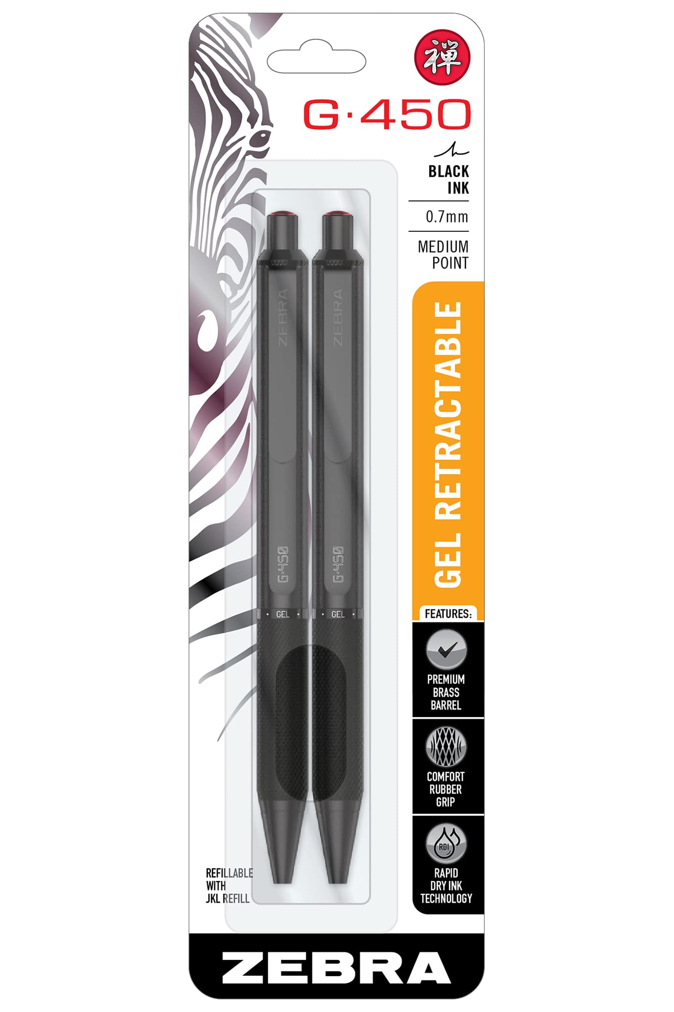 Foto 2 pulgar | Bolígrafo De Gel Zebra Pen G-450, Retráctil, Tinta Negra, 0,7 Mm, Paquete De 2 - Venta Internacional.