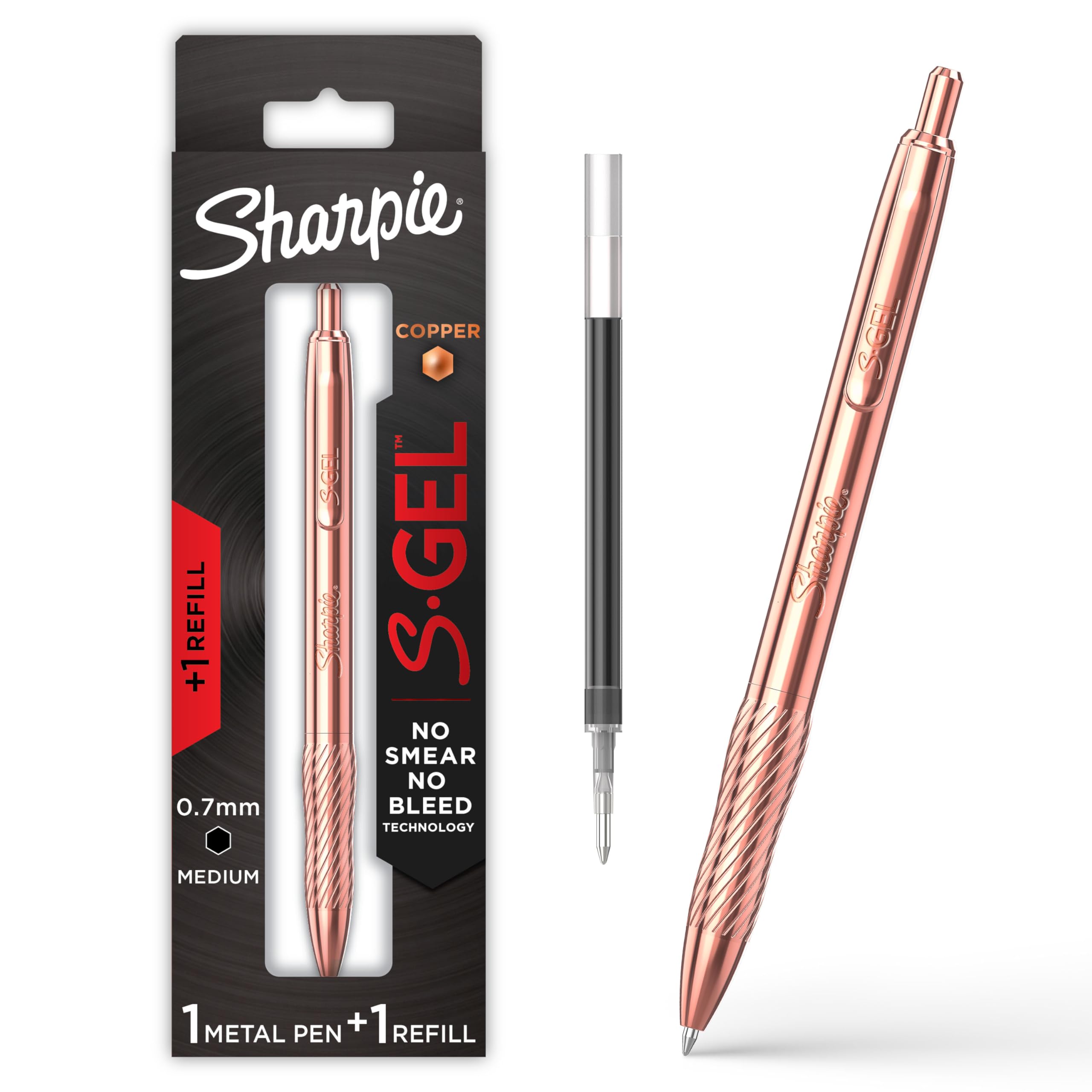Foto 2 pulgar | Bolígrafo De Gel Sharpie S-gel Con Cuerpo Metálico De Cobre De 0,7 Mm, Tinta Negra - Venta Internacional.