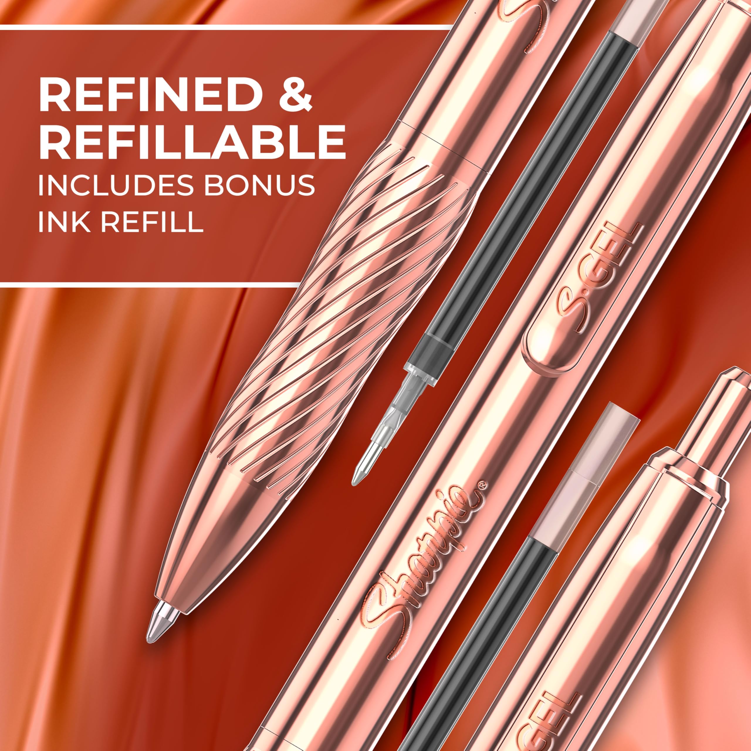 Foto 5 | Bolígrafo De Gel Sharpie S-gel Con Cuerpo Metálico De Cobre De 0,7 Mm, Tinta Negra - Venta Internacional.