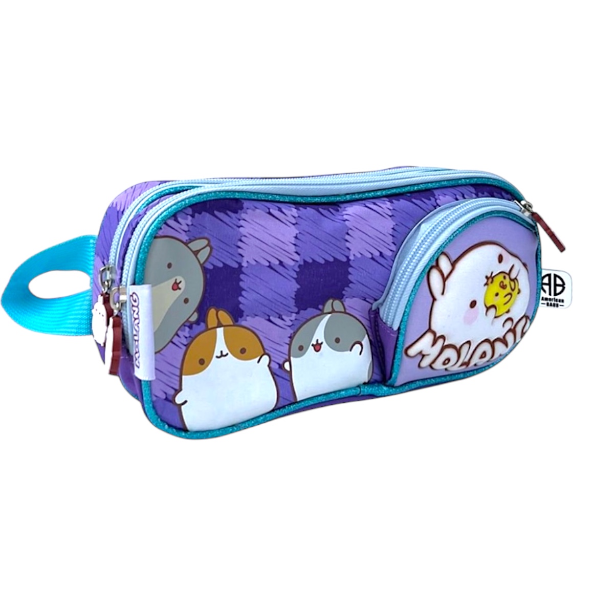 Lapicera Estuche Escolar Infantil Con Doble Compartimiento Licencia Molang Color Morado