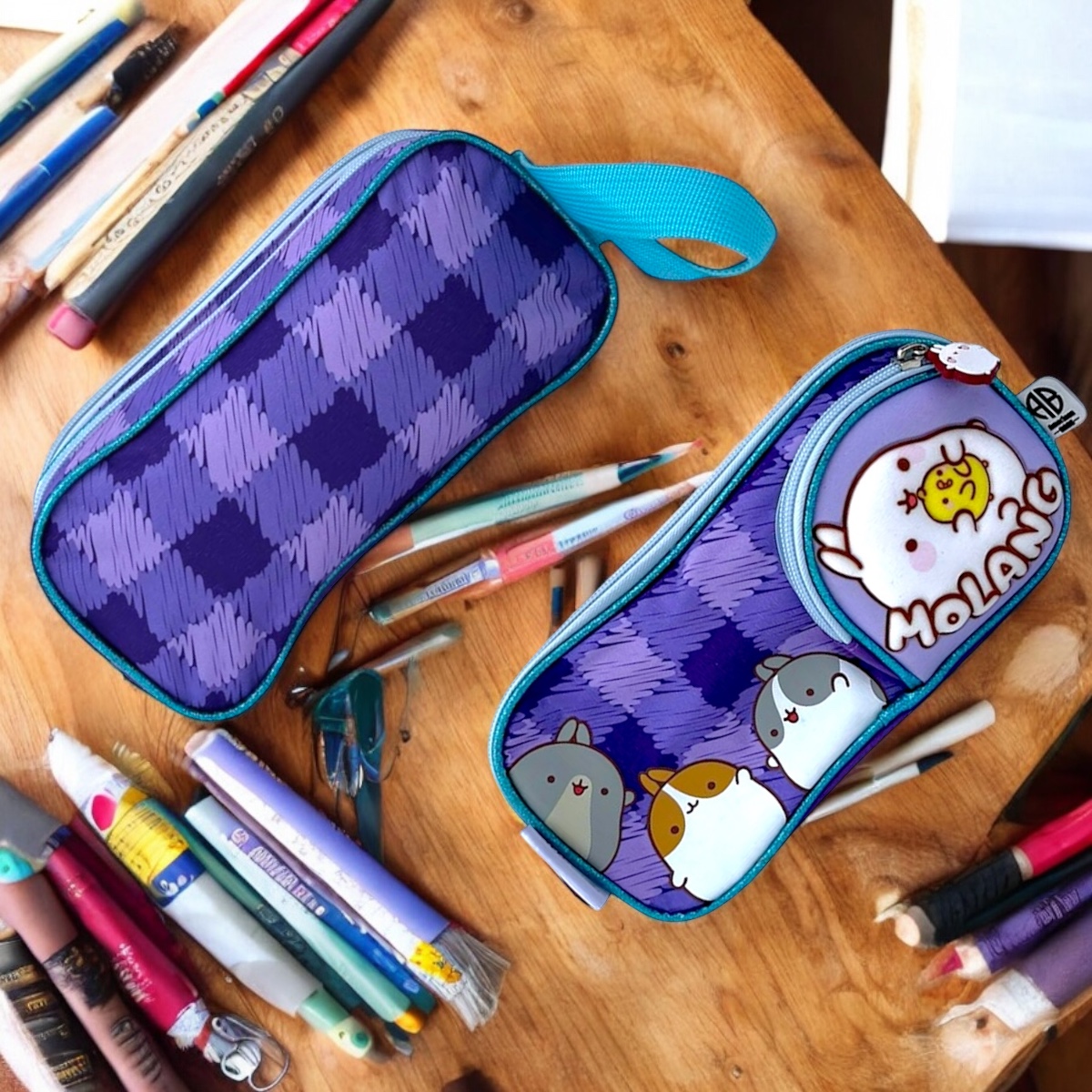 Foto 4 pulgar | Lapicera Estuche Escolar Infantil Con Doble Compartimiento Licencia Molang Color Morado