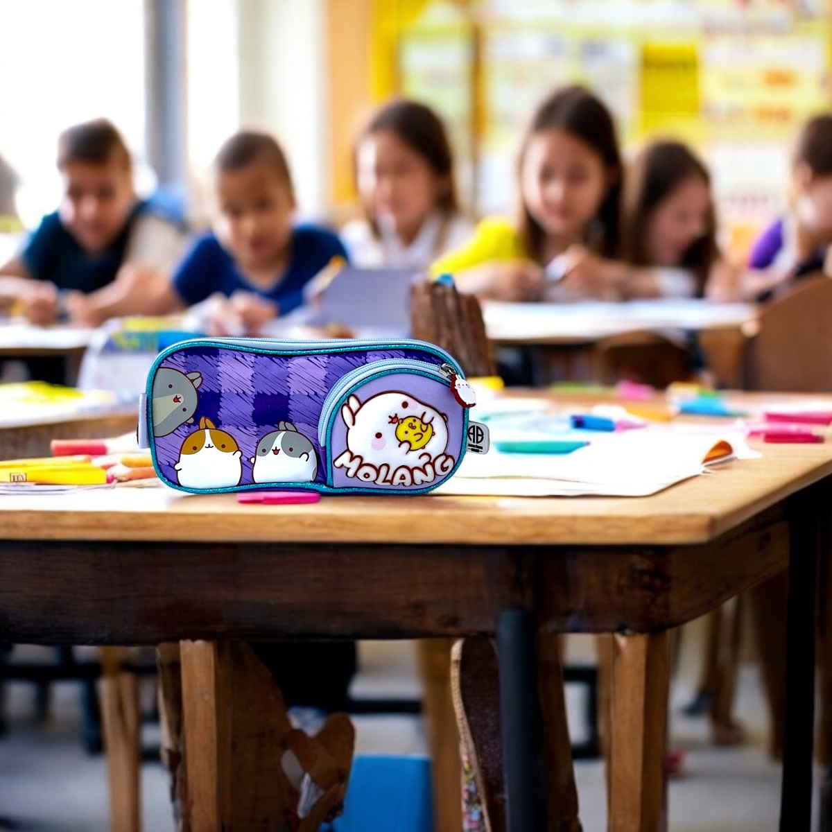 Foto 7 pulgar | Lapicera Estuche Escolar Infantil Con Doble Compartimiento Licencia Molang Color Morado