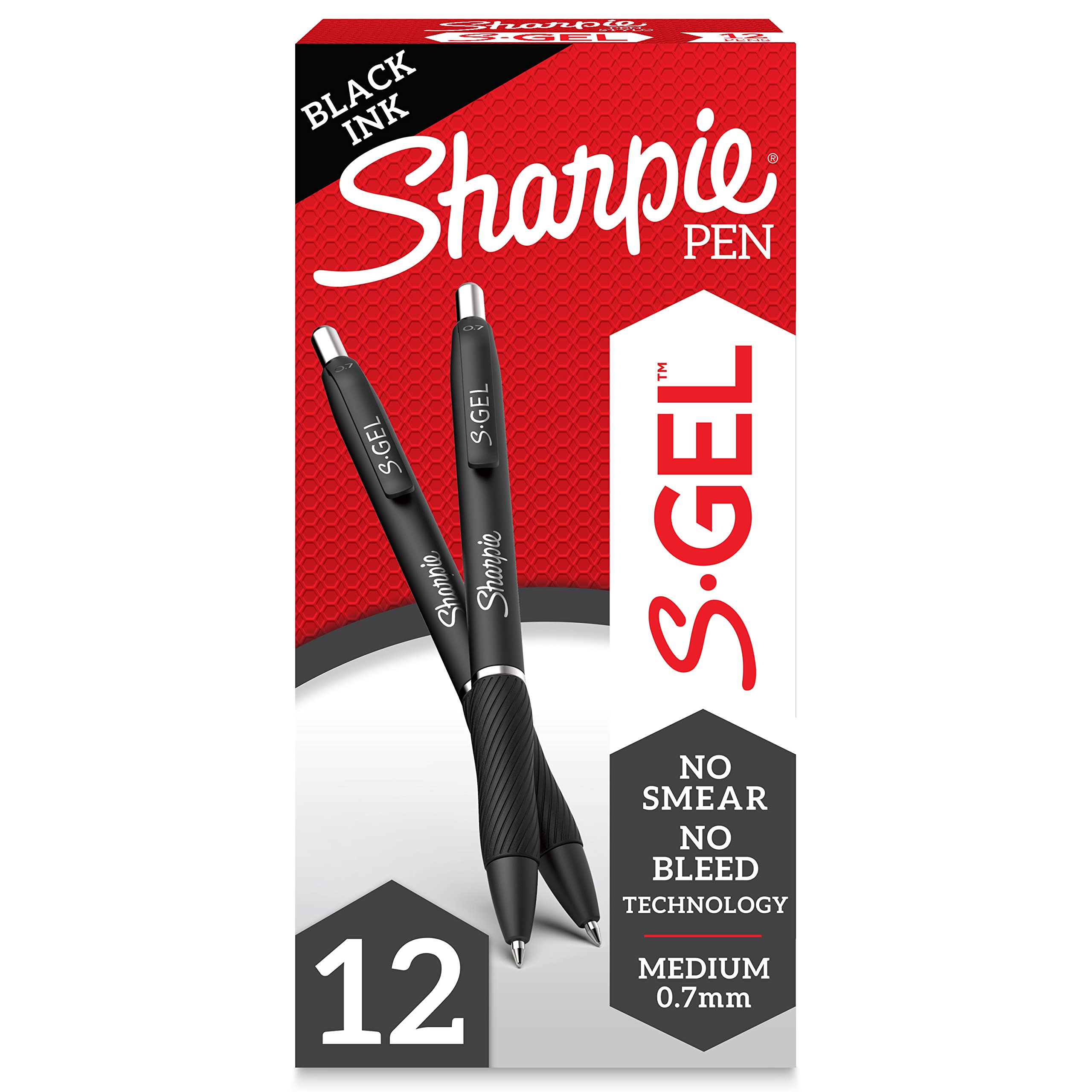 Bolígrafo De Gel Sharpie S-gel, Punta Mediana, 0,7 Mm, Tinta Negra, 12 Unidades - Venta Internacional.