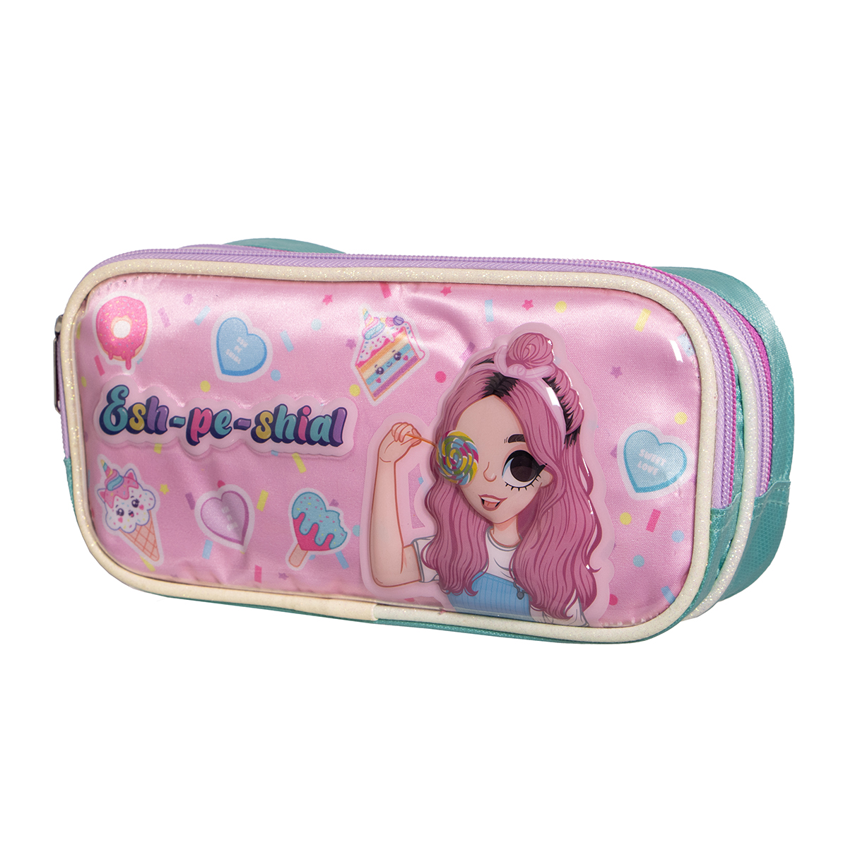 Lapicera Doble Para Niñas Mis Pastelitos (gris Verduzco)