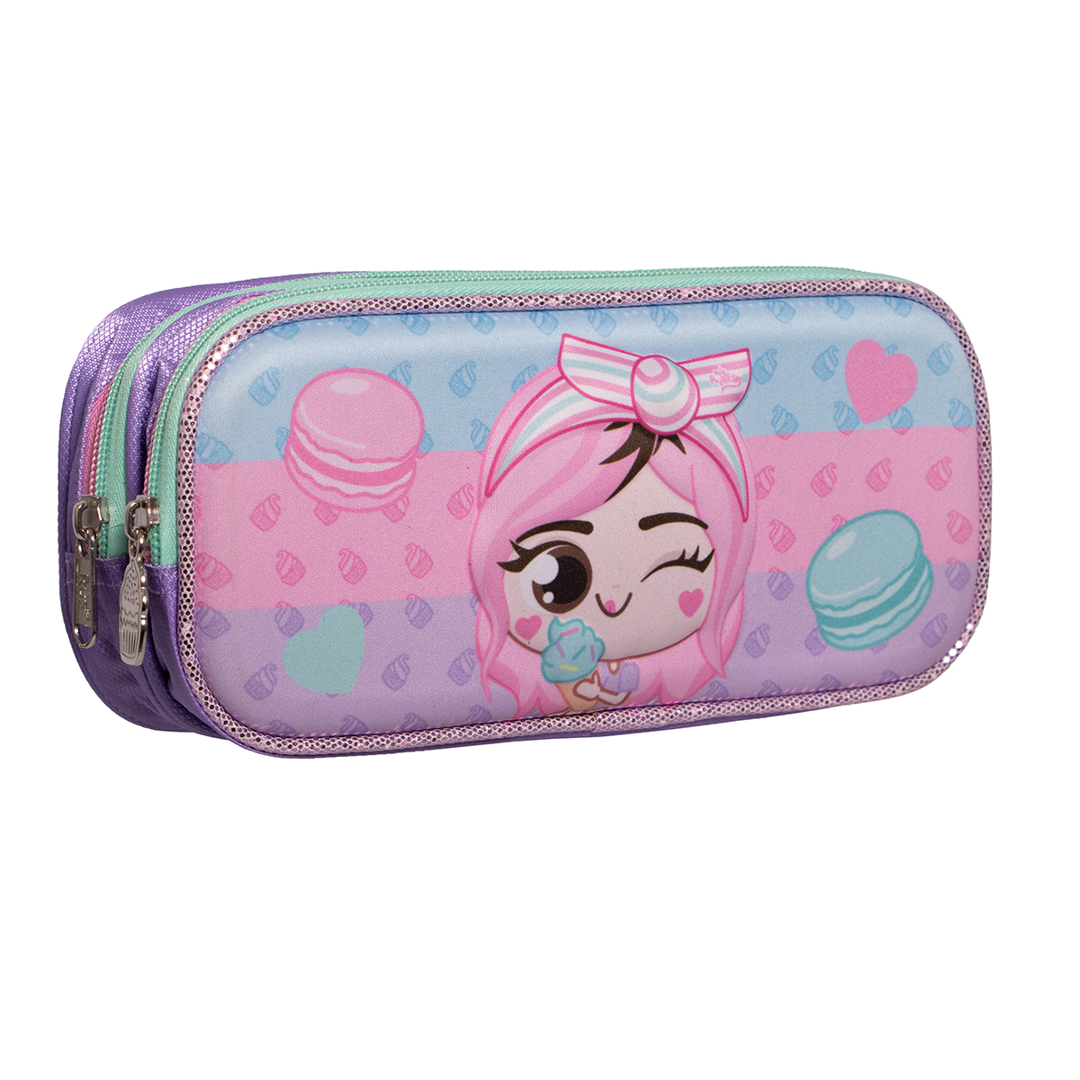 Lapicera Doble Para Niñas Mis Pastelitos (gris Verduzco)