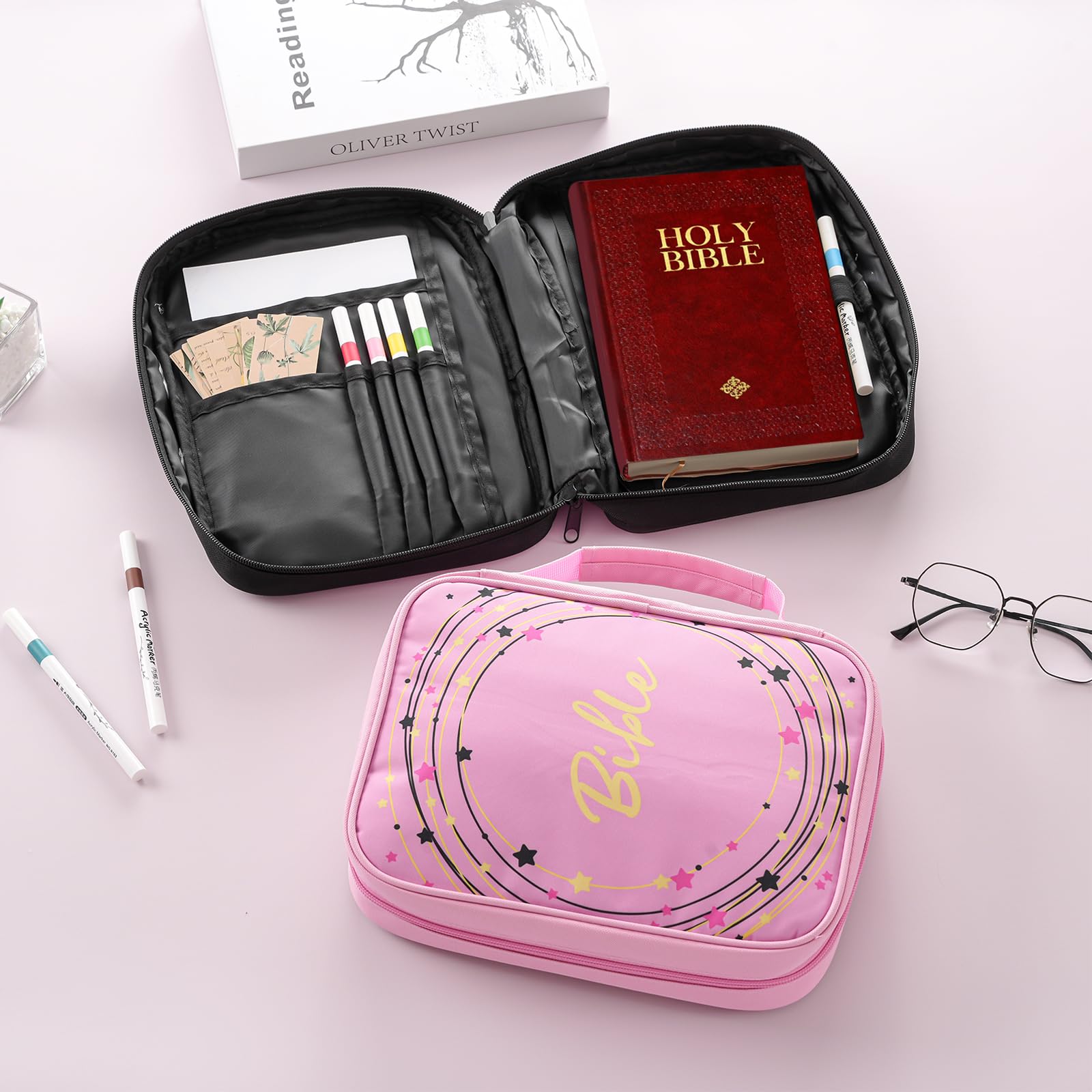 Foto 5 pulgar | Funda Para Biblia Procase De Gran Capacidad Para Estudiar La Biblia, Color Rosa - Venta Internacional.