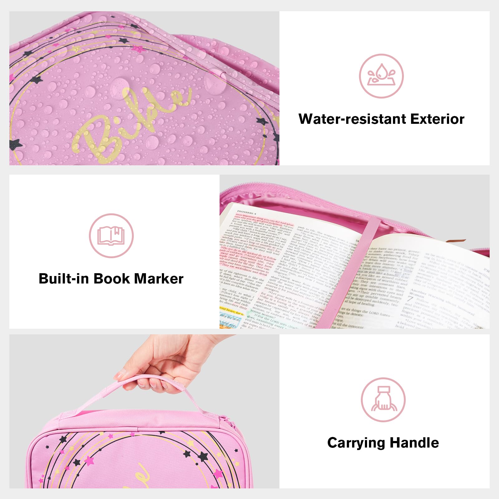 Foto 5 | Funda Para Biblia Procase De Gran Capacidad Para Estudiar La Biblia, Color Rosa - Venta Internacional.