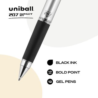 Foto 2 | Bolígrafo De Gel Uni-ball 207 Impact Retráctil En Negrita De 1 Mm, Tinta Negra - Venta Internacional.