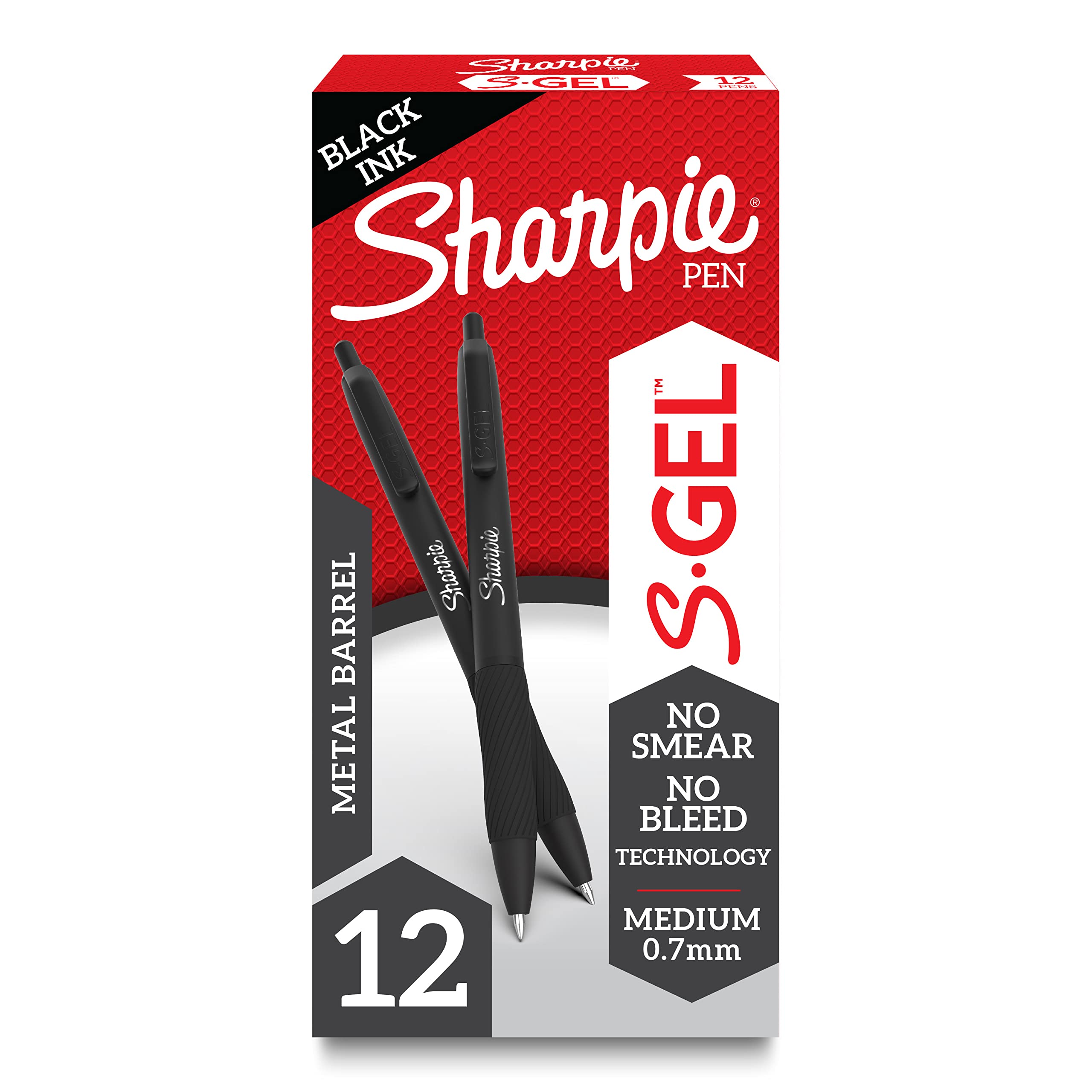 Bolígrafos De Gel Sharpie S-gel Sleek Con Barril De Metal, Tinta Negra, 12 Unidades - Venta Internacional. $853
