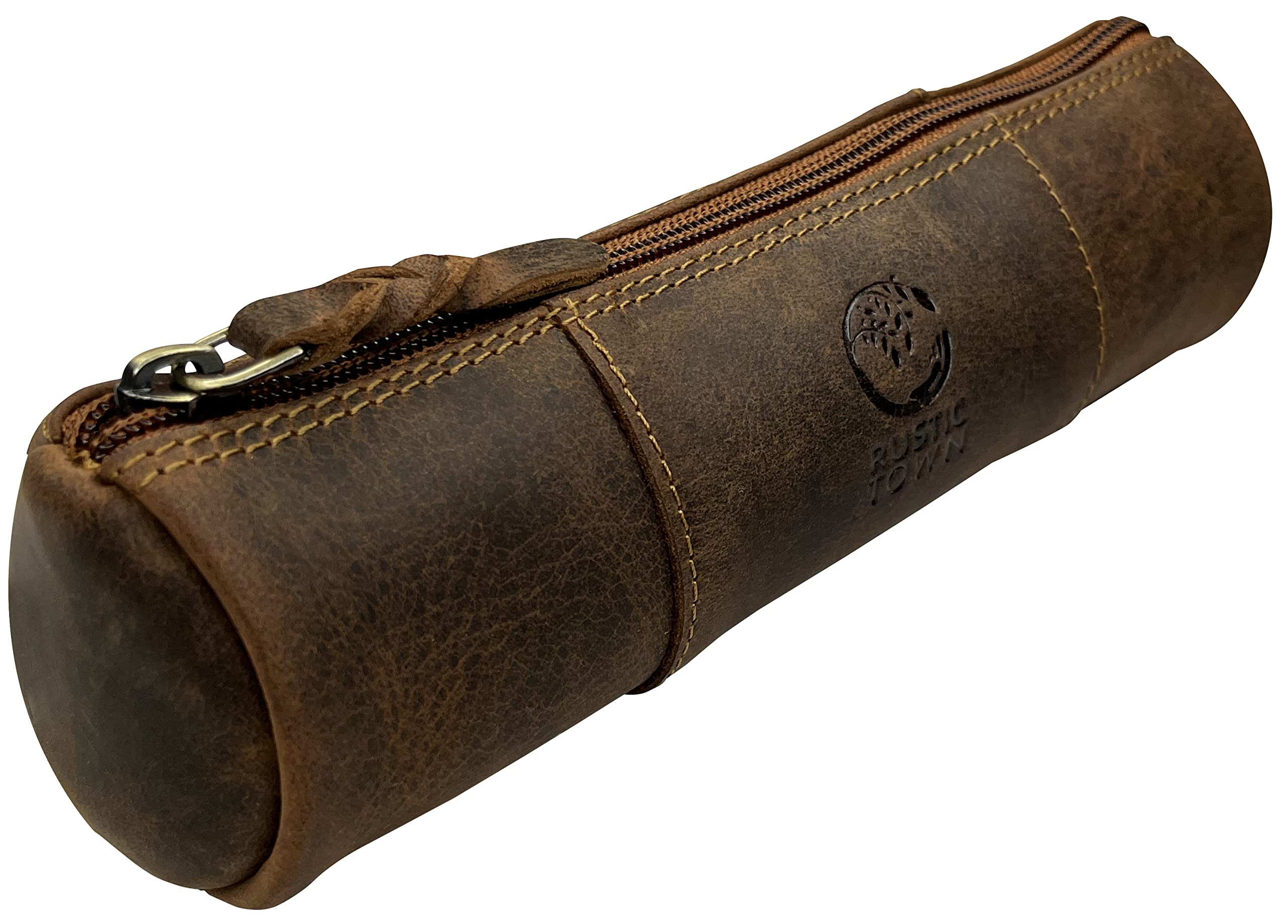 Estuche Para Lápices Rustic Town De Piel De Plena Flor, Color Marrón - Venta Internacional.