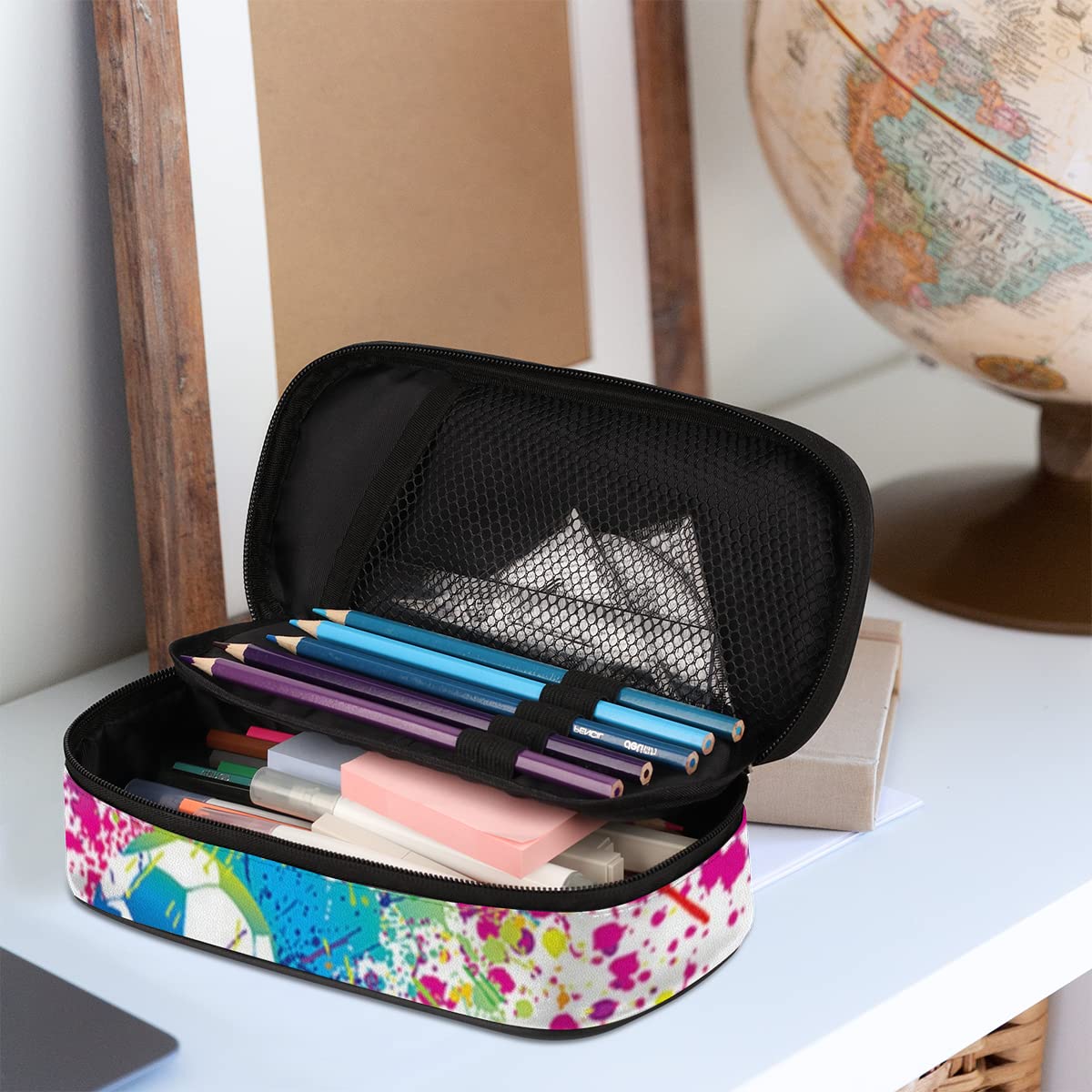 Foto 6 pulgar | Estuche Para Lápices Pardick Watercolor Football Con Compartimentos Con Cremallera - Venta Internacional.