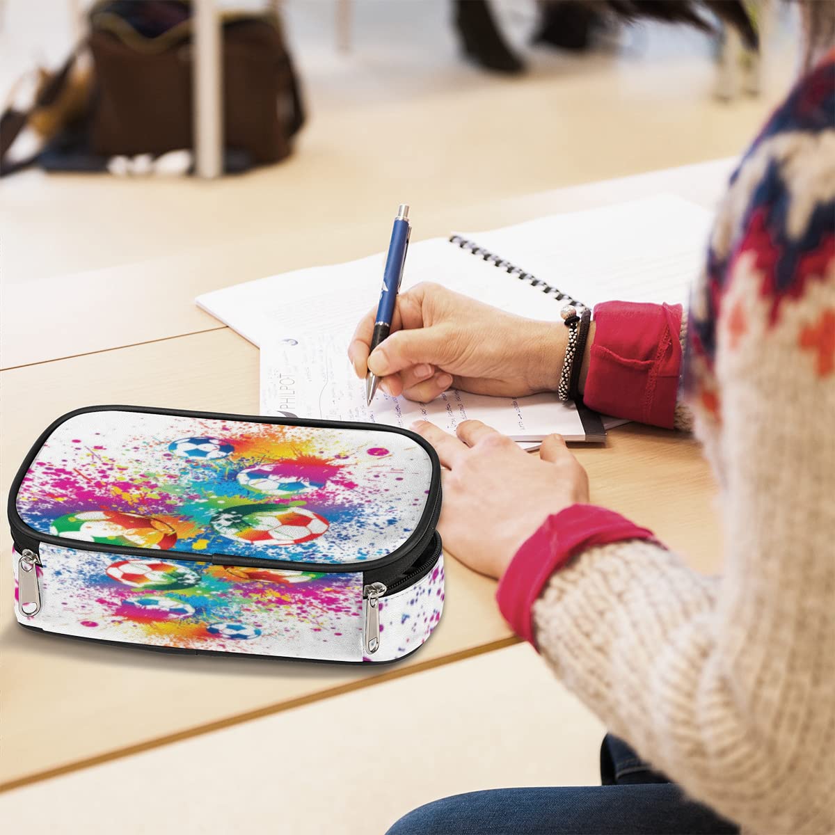 Foto 6 | Estuche Para Lápices Pardick Watercolor Football Con Compartimentos Con Cremallera - Venta Internacional.
