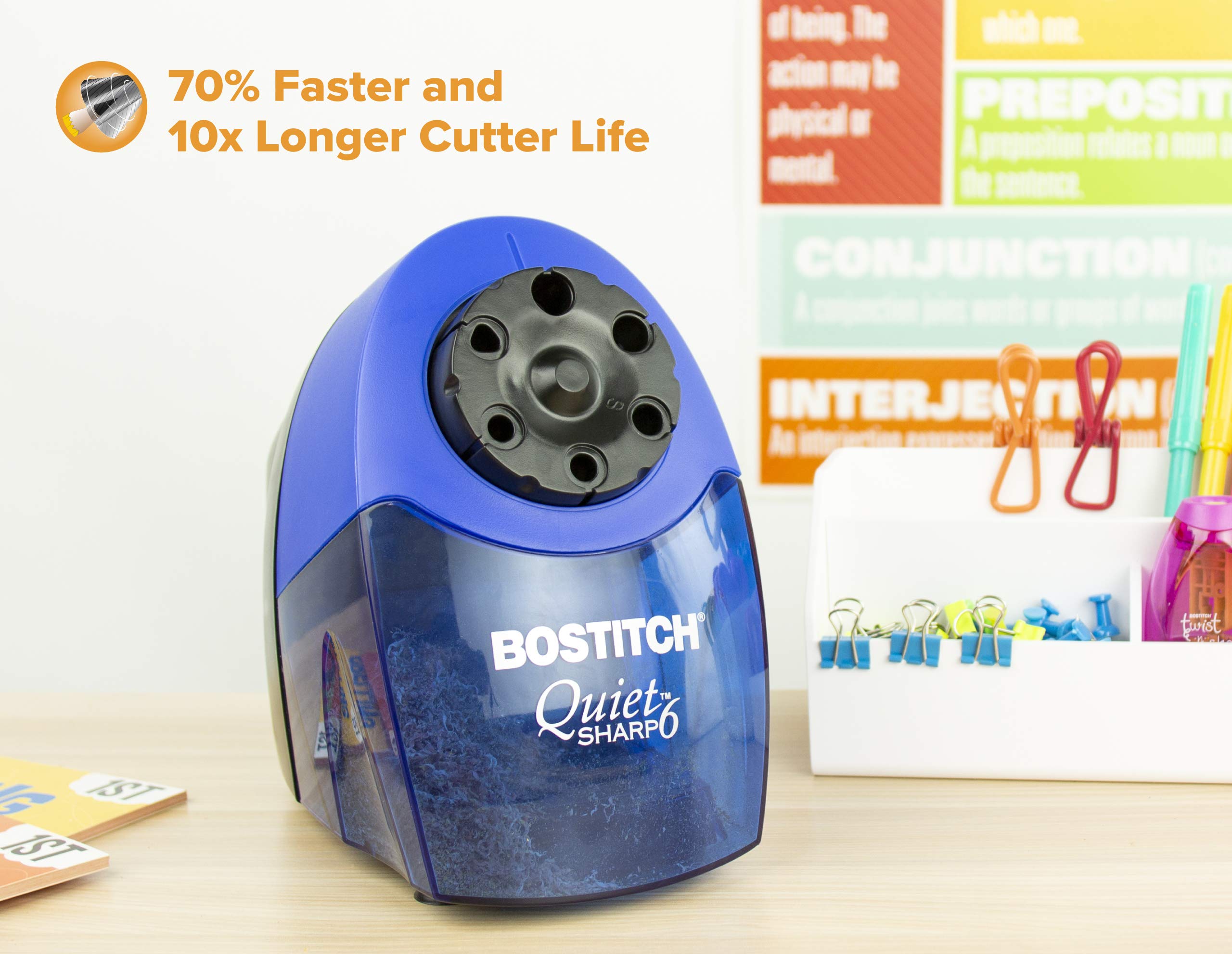 Foto 7 | Sacapuntas Eléctrico Bostitch Office Quietsharp 6 Azul - Venta Internacional.